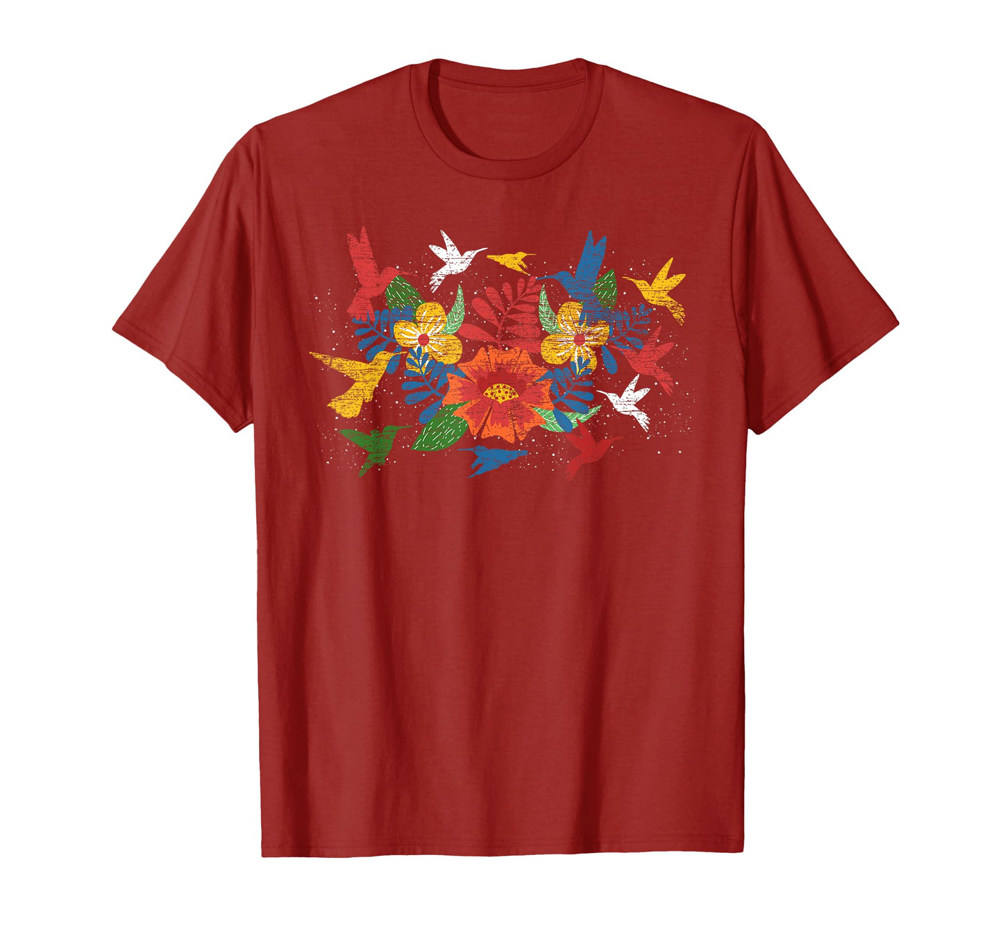 Floral Bird Flowers Hummingbird Animal Vintage Hummingbird T-Shirt