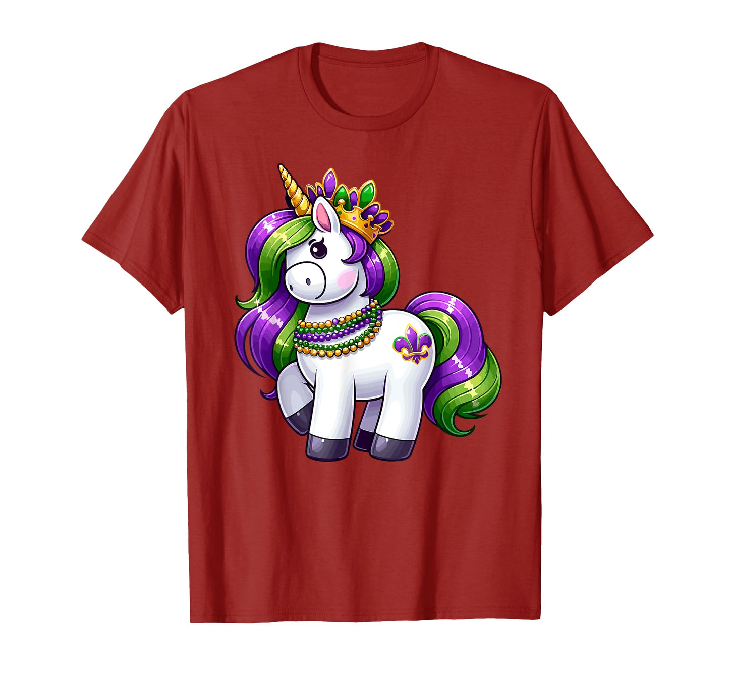 Girl Mardi Gras Princess Unicorn Festive Graphic for Girls T-Shirt