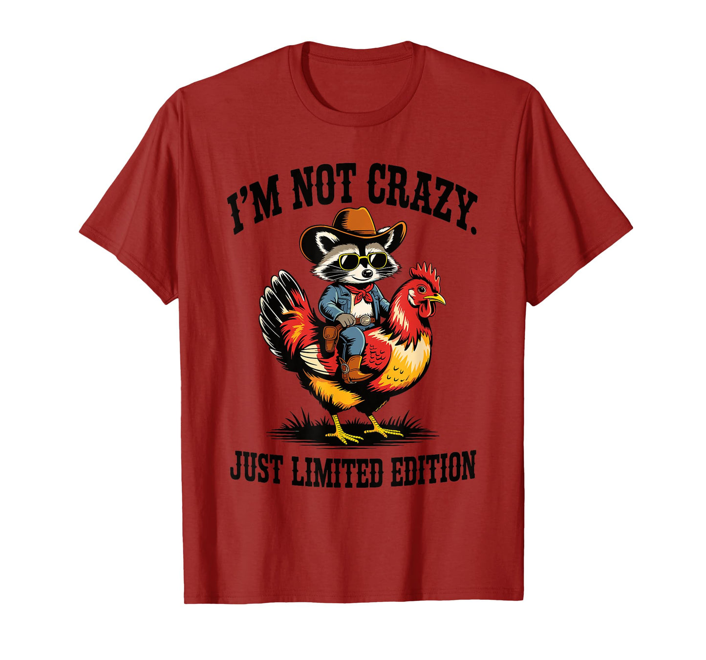 Cowboy Raccoon Riding Chicken Funny Country Humor Vintage T-Shirt