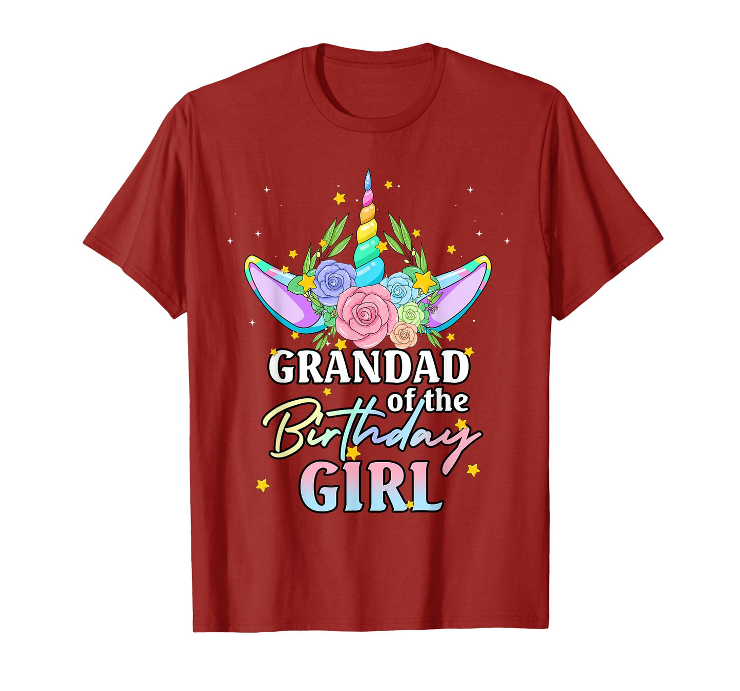 Grandad of the Birthday Girl Unicorn Rainbow Matching Family T-Shirt