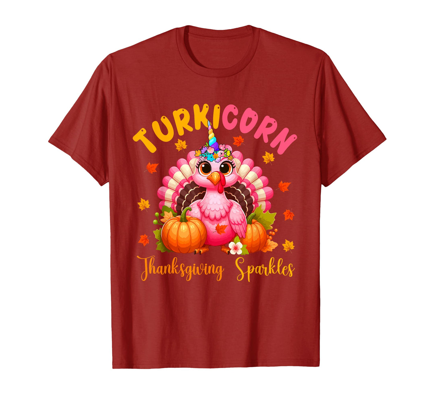 Turkicorn Thanksgiving Sparkles Cute Turkey Unicorn Floral T-Shirt