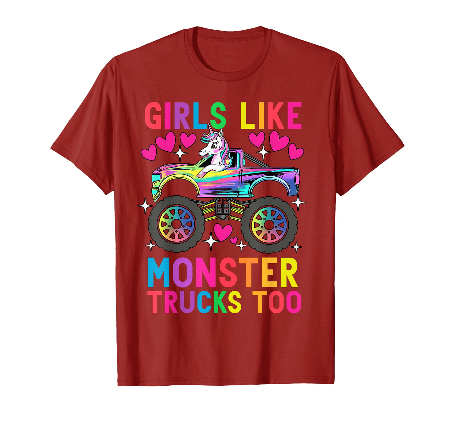 Girls Like Monster Trucks Too Funny Unicorn Monster Truck T-Shirt
