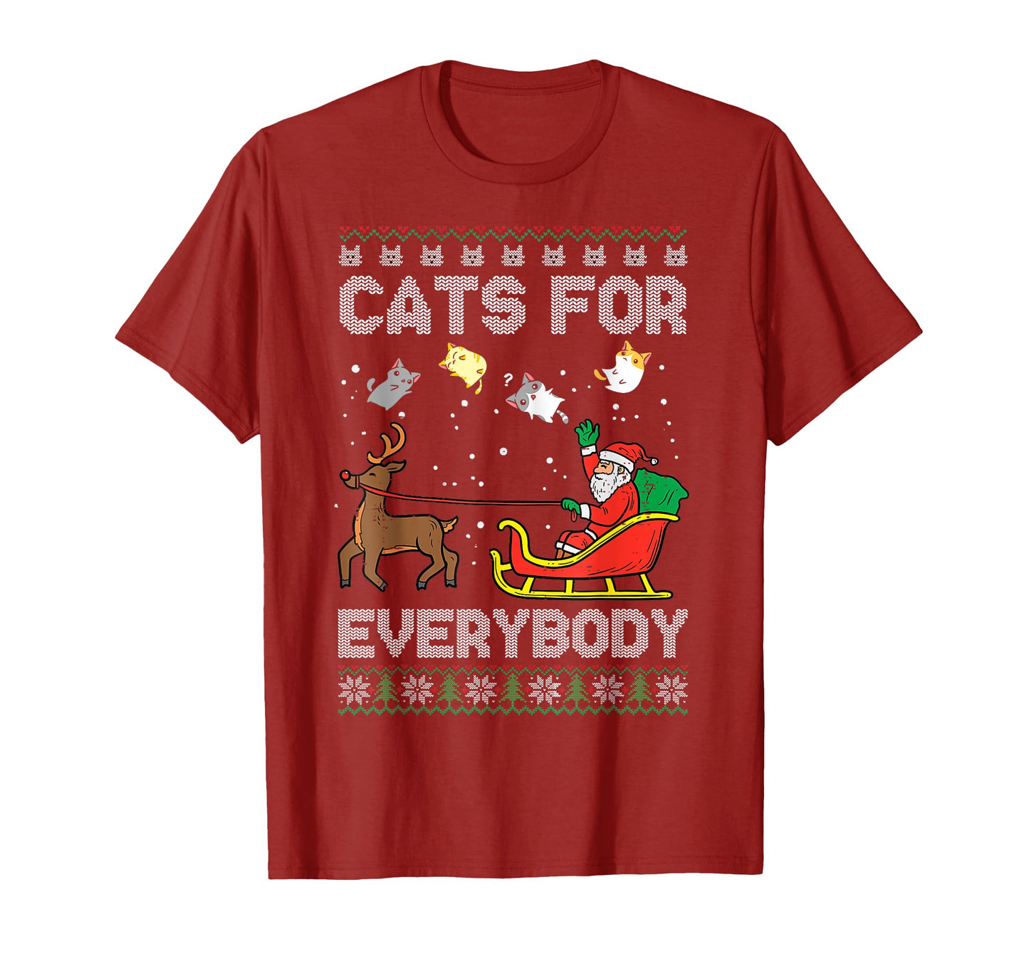 Santa Cats For Everybody Christmas Cat Pajamas Women Men T-Shirt