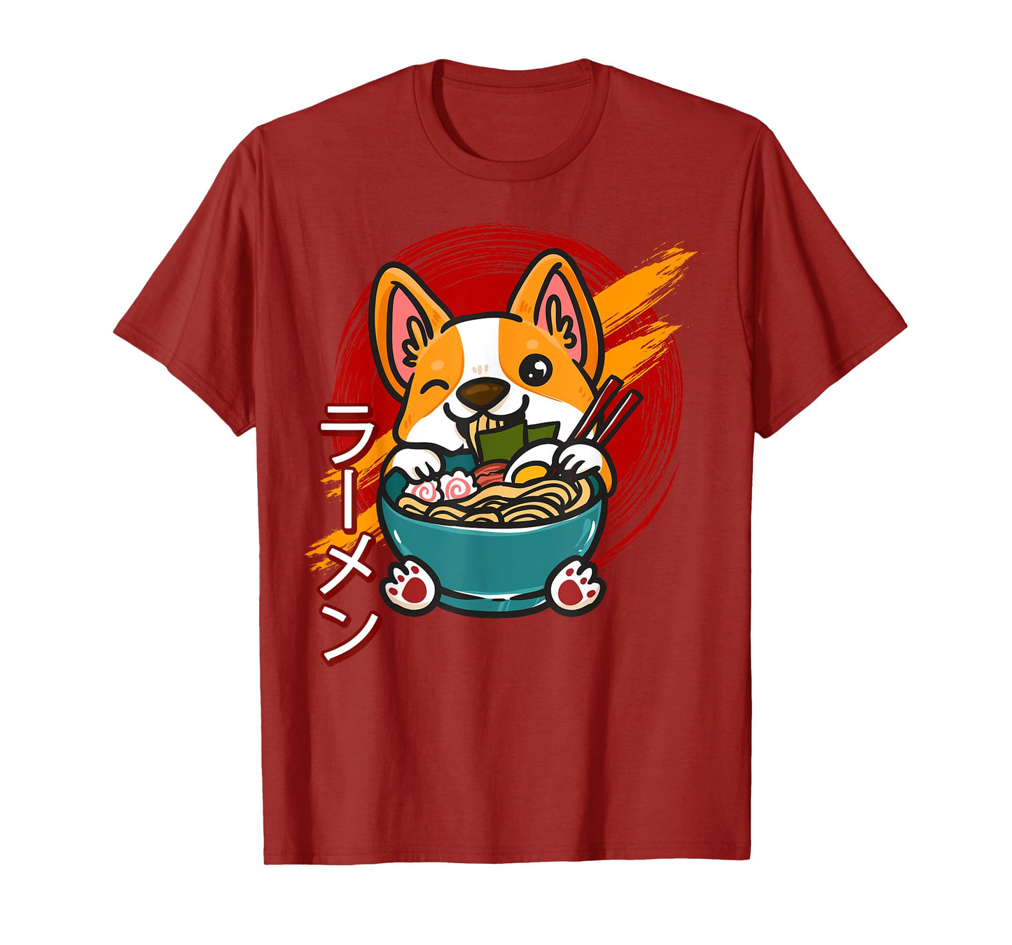 Corgi Eating Ramen Cute Kawaii Dog Japanese Noodles Japan T-Shirt