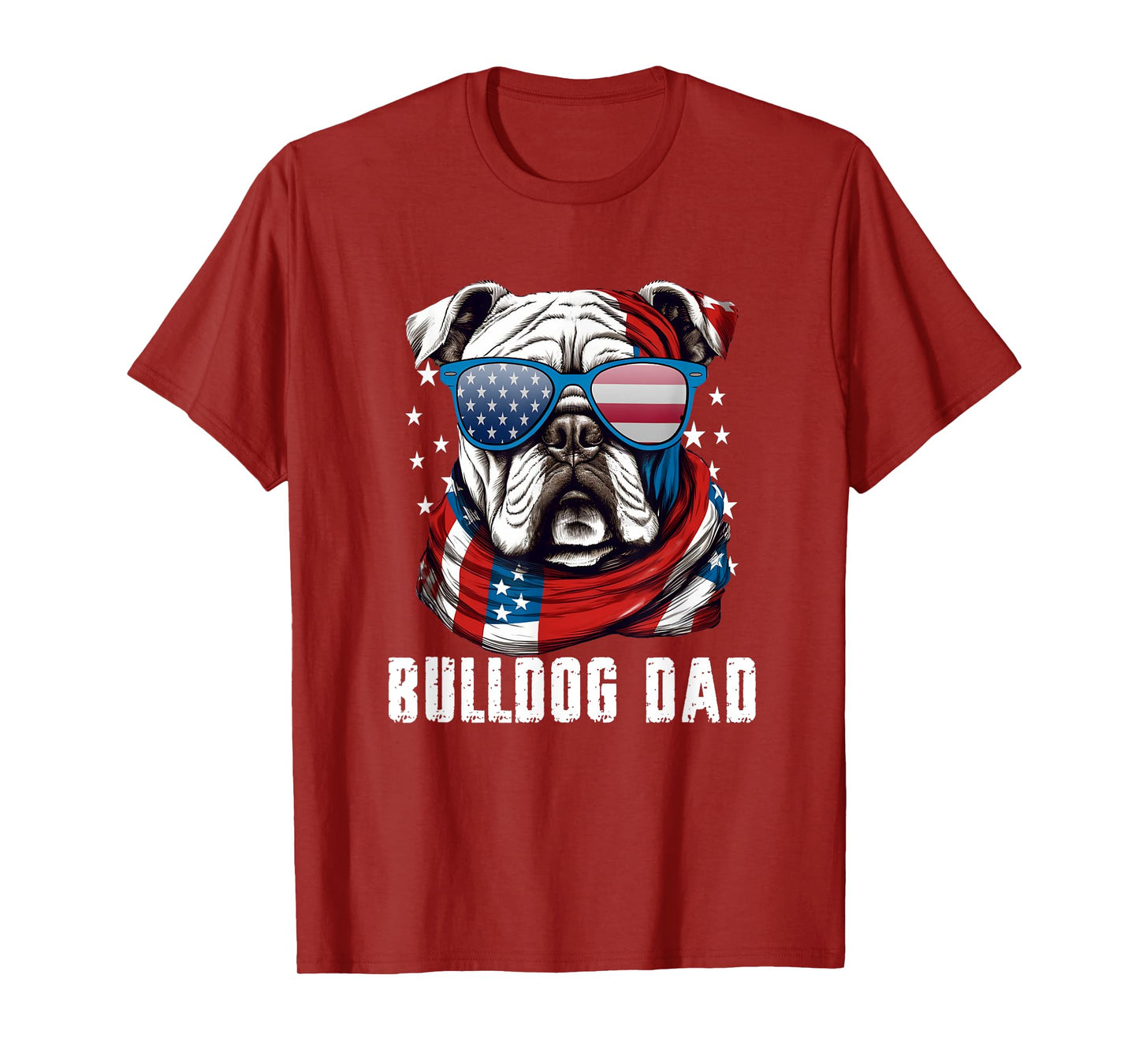 American Bulldog Dad USA Flag 4th of July Dog Father T-Shirt