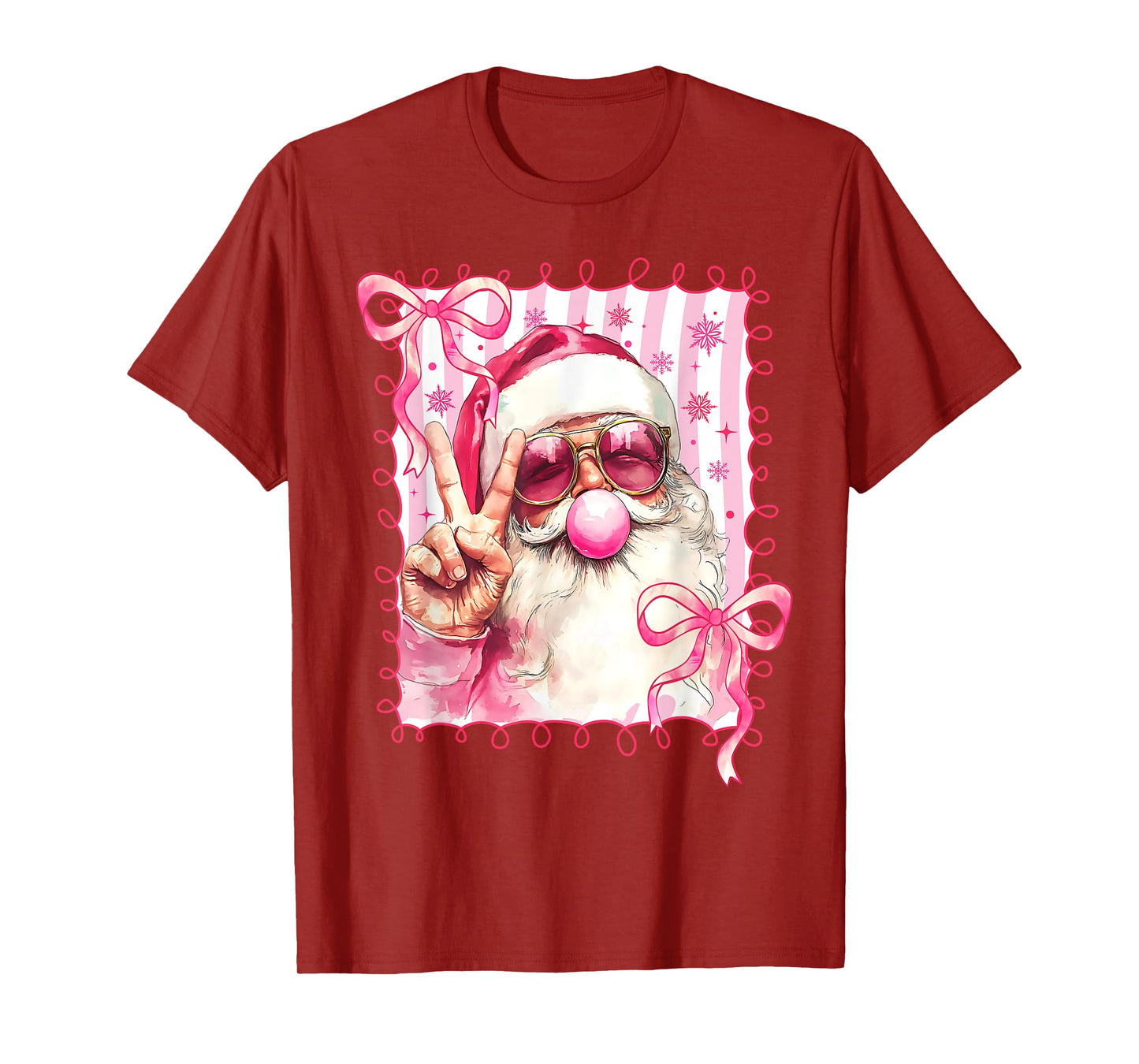 Santa Claus Sunglasses Coquette Bow Christmas Xmas Holiday T-Shirt