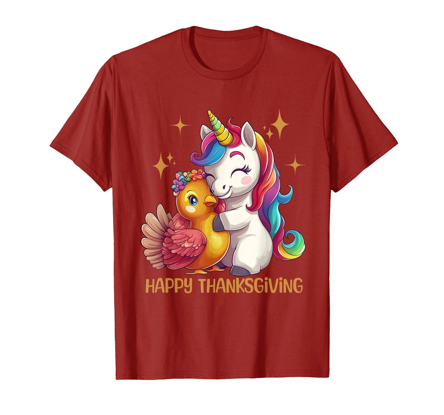Happy Thanksgiving Shirt Girls Fall Unicorn Hugging Turkey T-Shirt