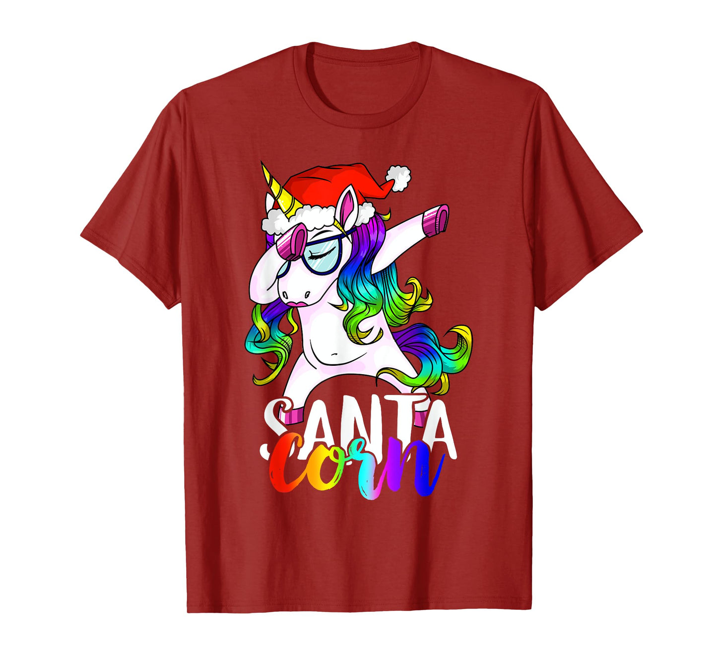 Santacorn Dabbing Unicorn Boys Girls Women Xmas Pajamas Tee T-Shirt
