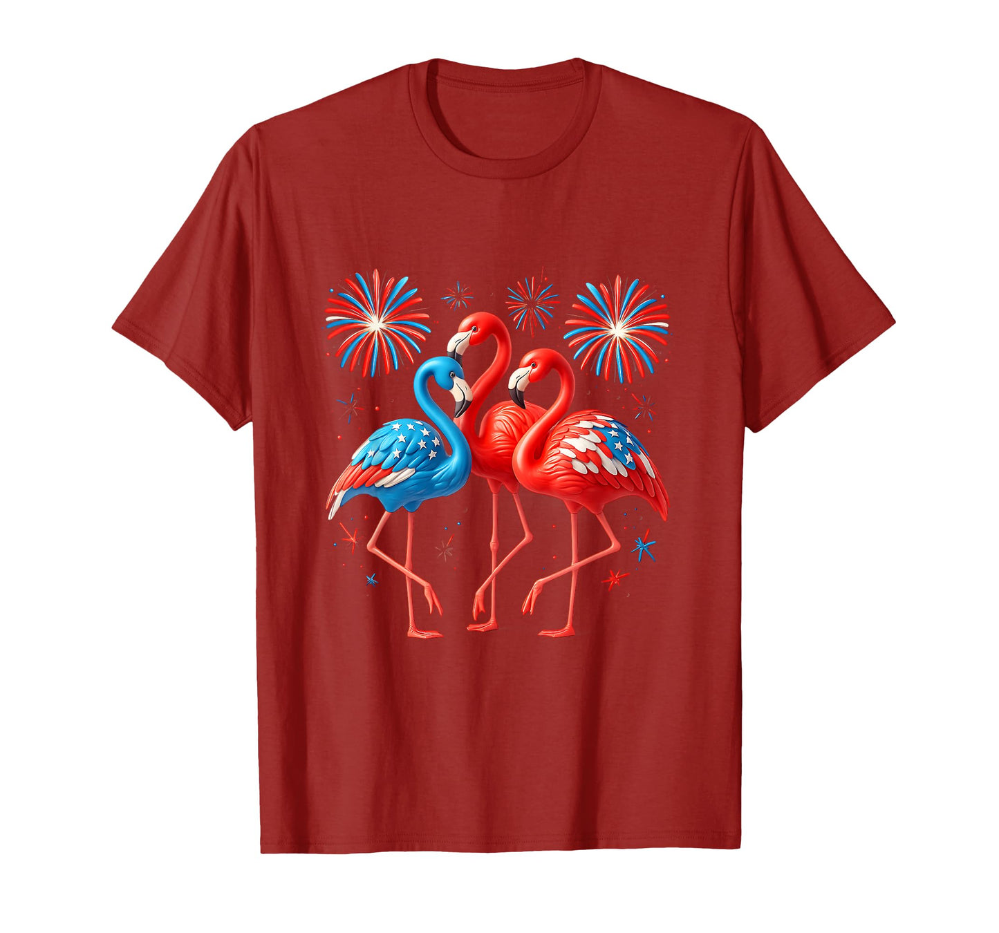 Independence Day American Flag Flamingo Firework 4Th Of July T-Shirt