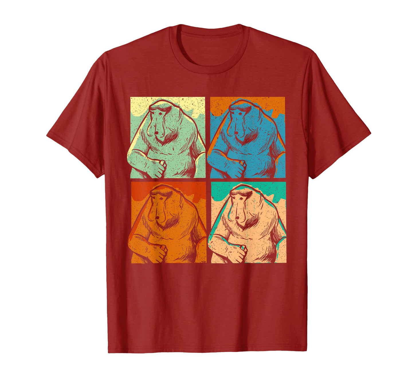 Retro Proboscis Monkey Ape Wildlife Zookeeper T-Shirt