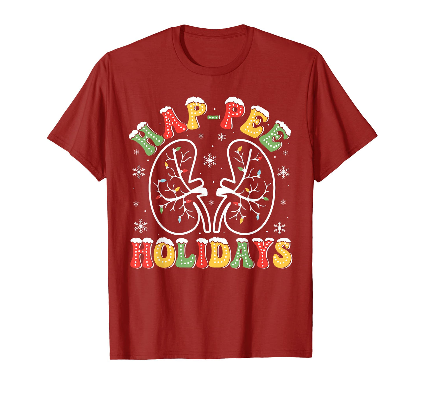 Hap-pee Holidays Groovy Dialysis Nurse Christmas Xmas Vibes Unisex-Adults T-Shirt