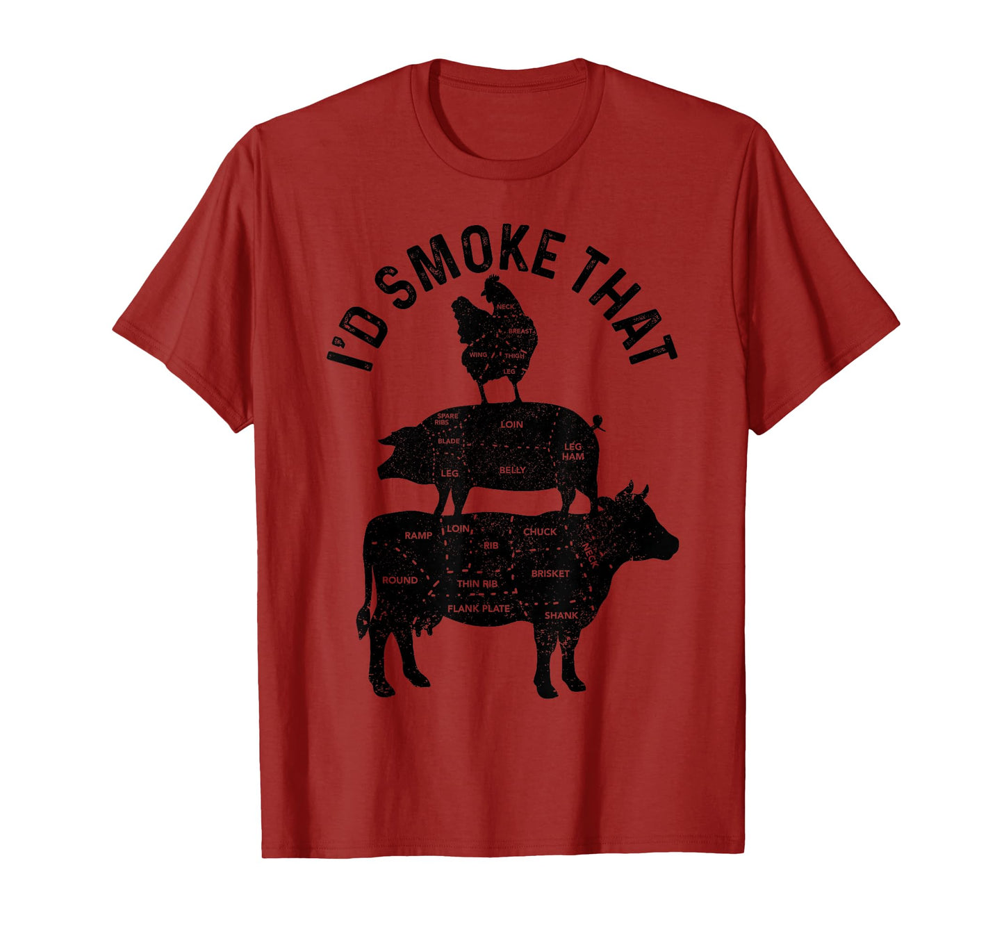 Chef Butcher BBQ I'd Smoke That Pork Beef Funny Father's Day T-Shirt
