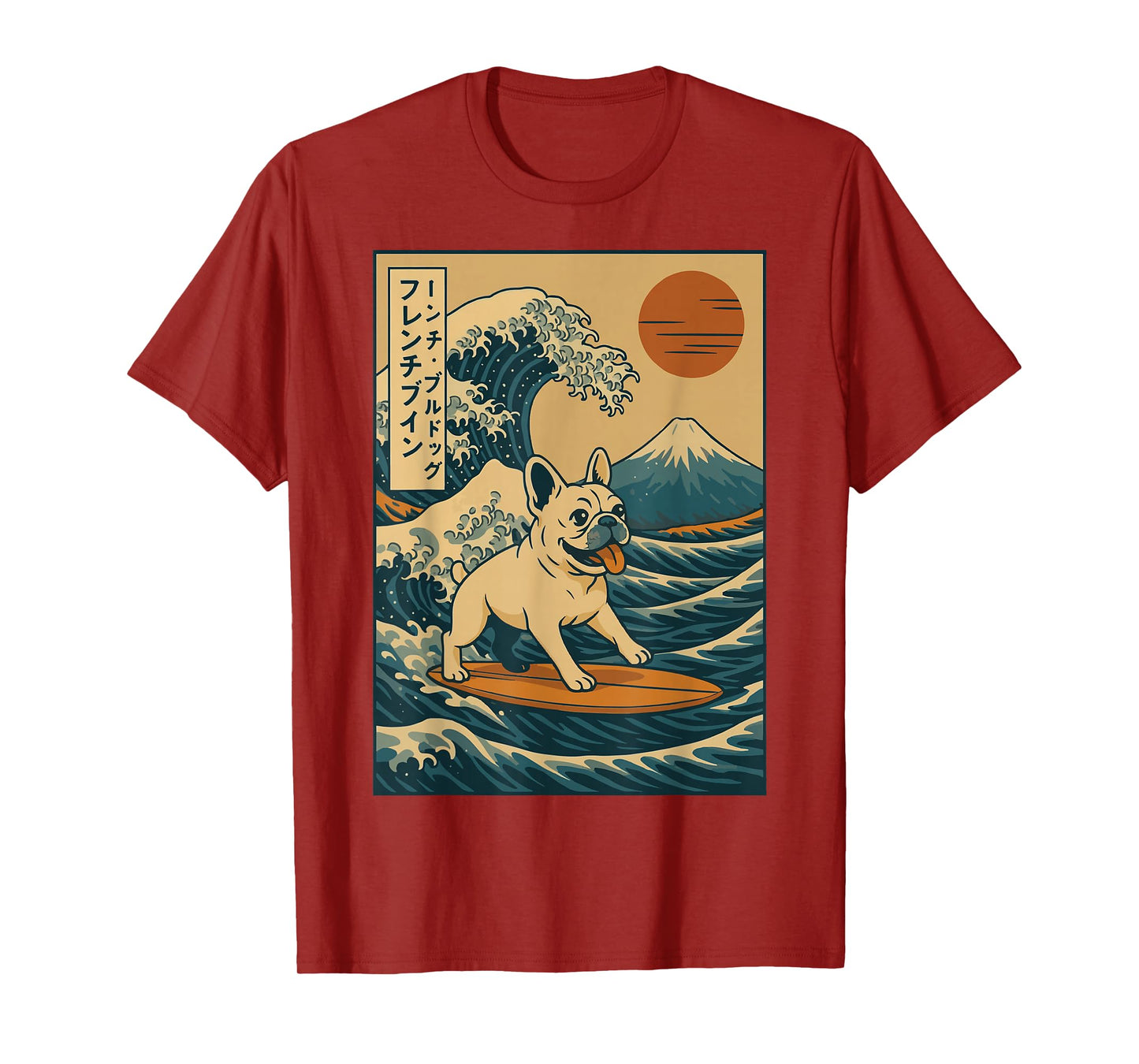French Bulldog Surfing Japanese T-Shirt