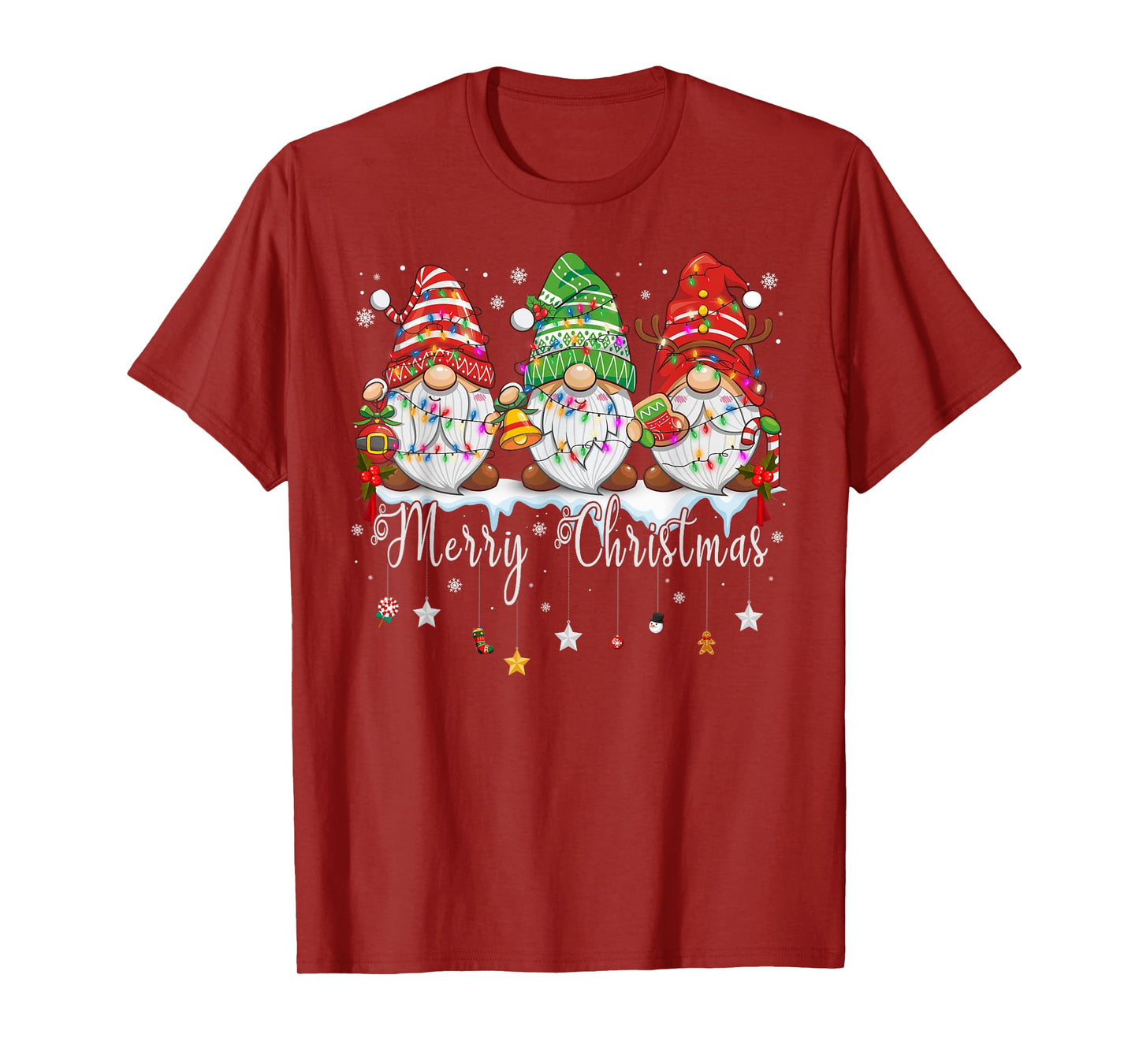 Cute Gnomes Merry Christmas Light Family Gnome Xmas Matching T-Shirt