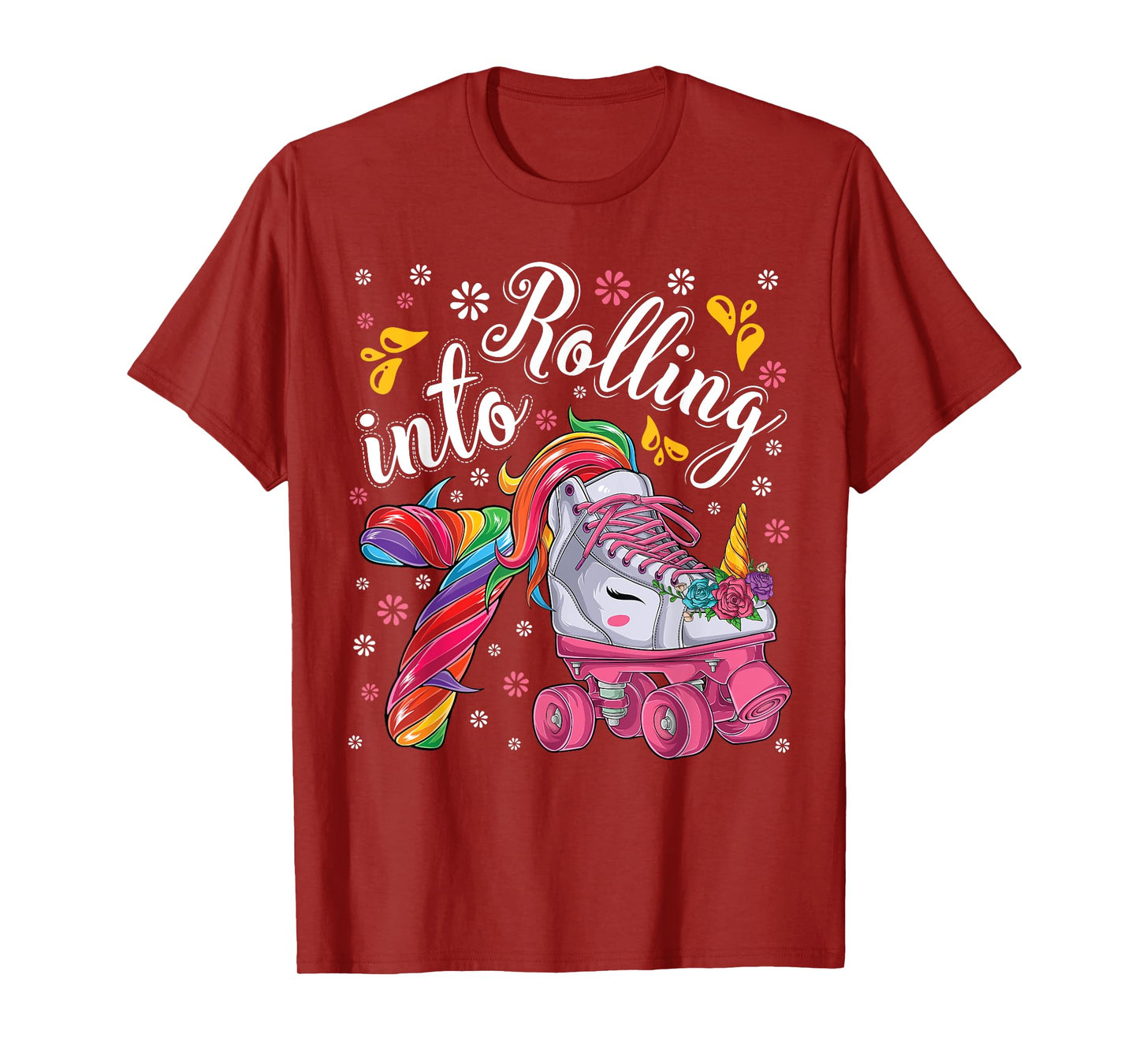 Roller Girl 7 year old Unicorn Rolling skate 7th birthday T-Shirt
