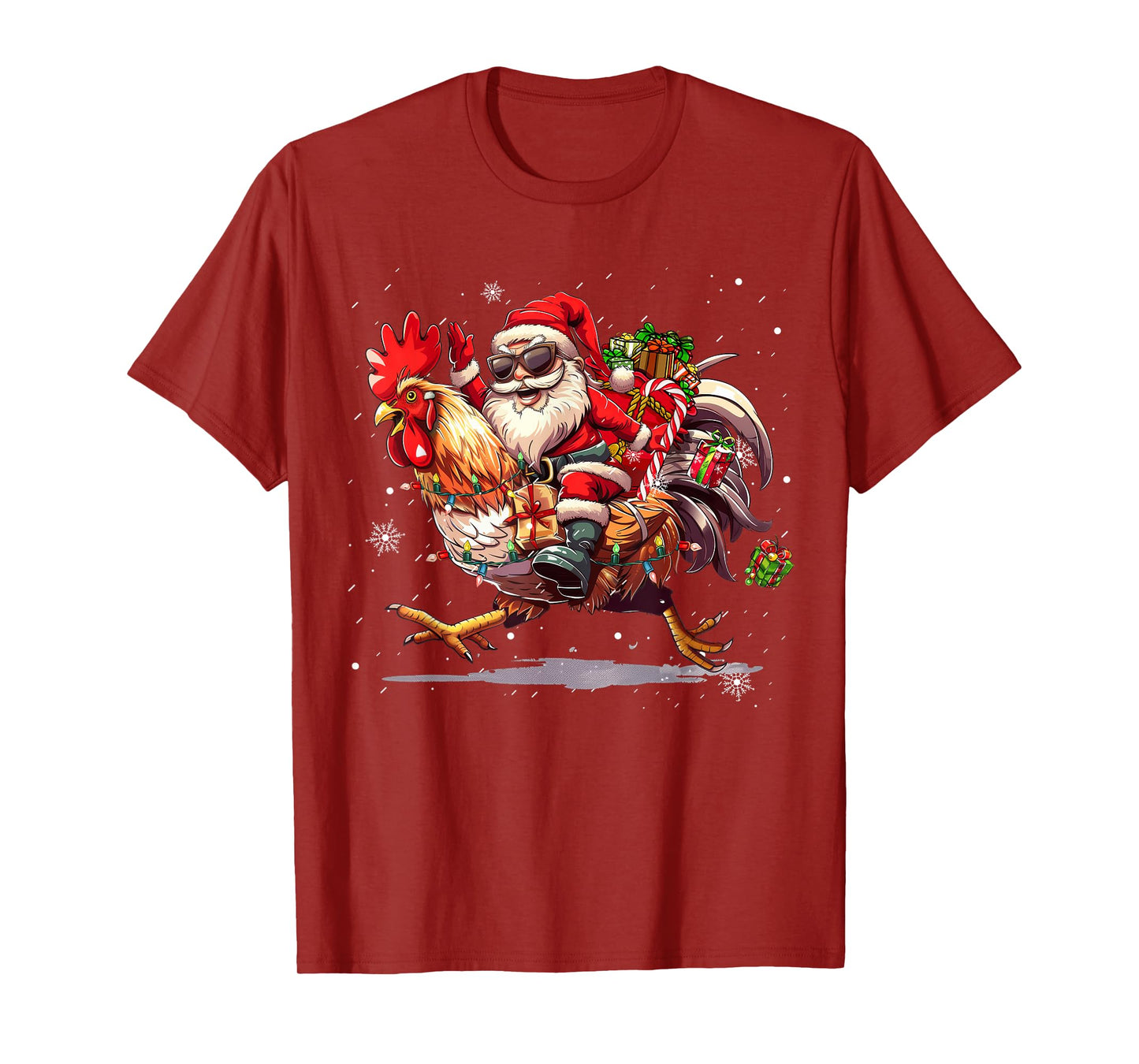 Merry Christmas 2025 Funny Santa Riding Chicken Christmas T-Shirt