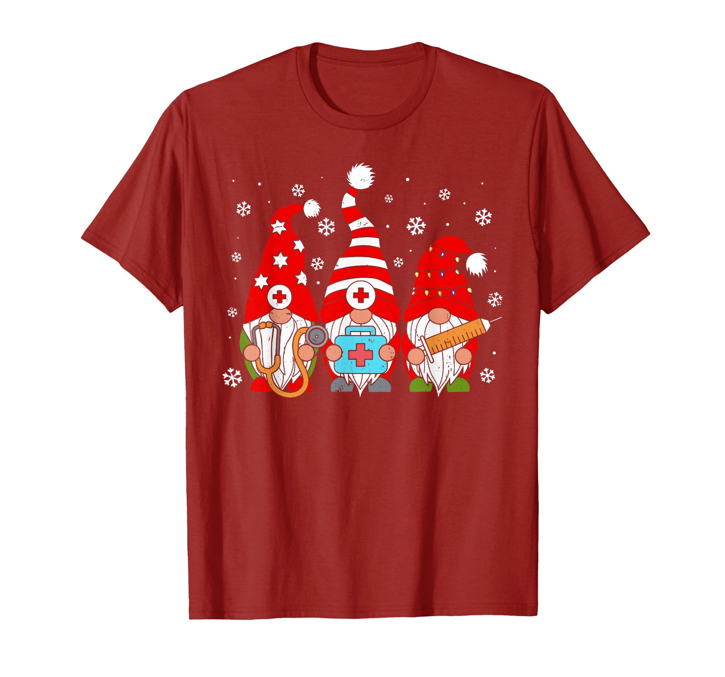 Nurse Christmas Gnomes Xmas Scrub Top ER Rn Nursing Gnomies T-Shirt