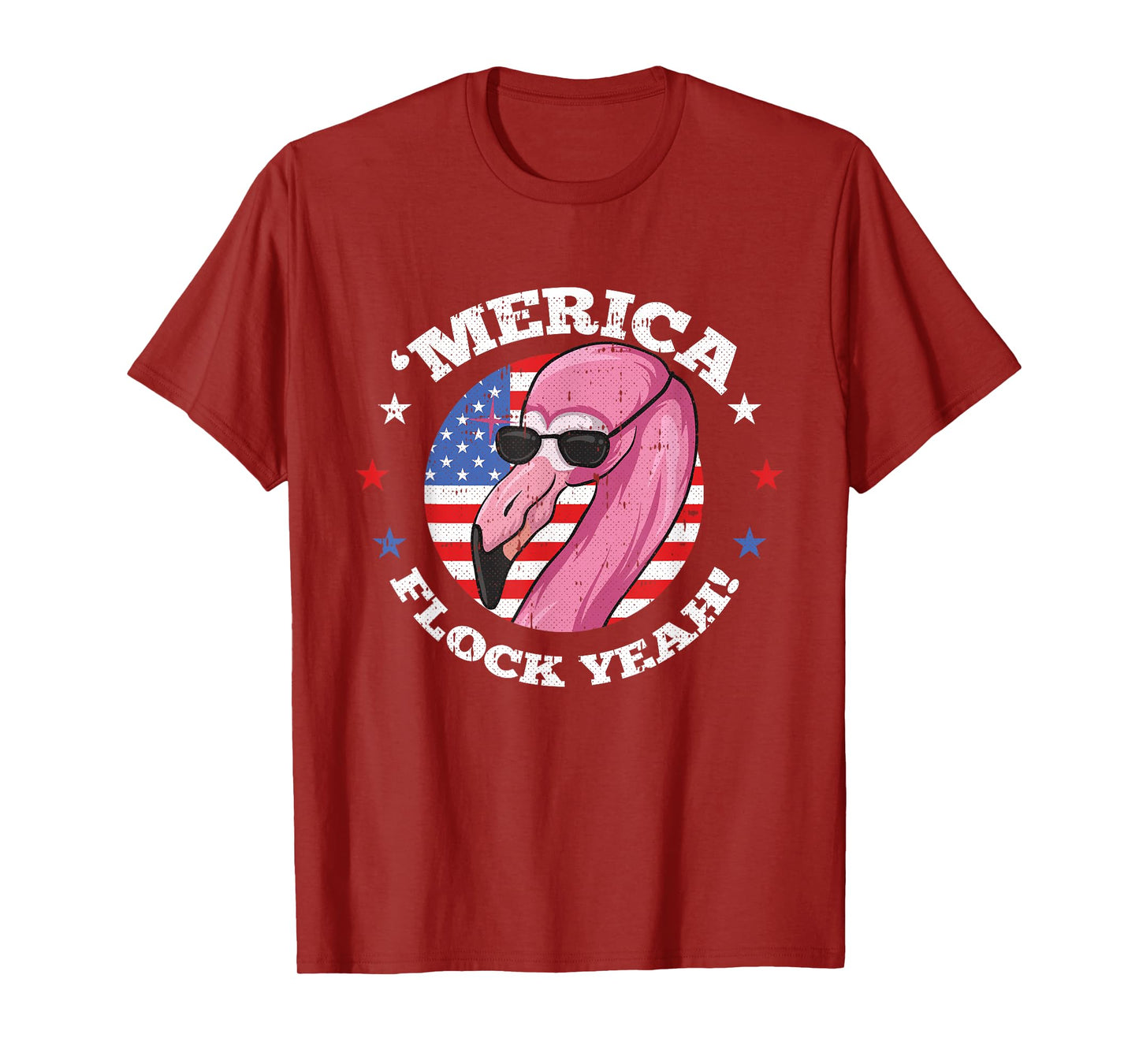 Merica 4th Of July Flamingo Flock Patriotic American Flag T-Shirt
