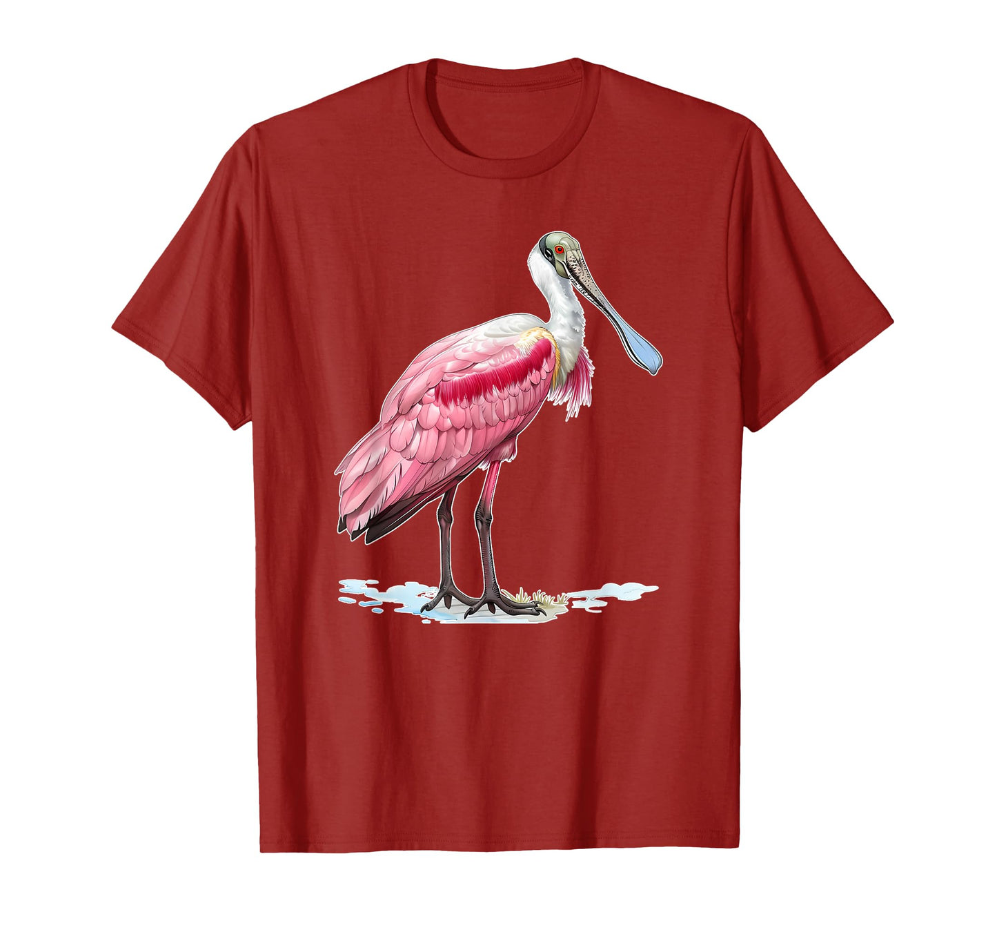 Womens Casual Nature Spirit Animal Graphic Roseate Spoonbill T-Shirt