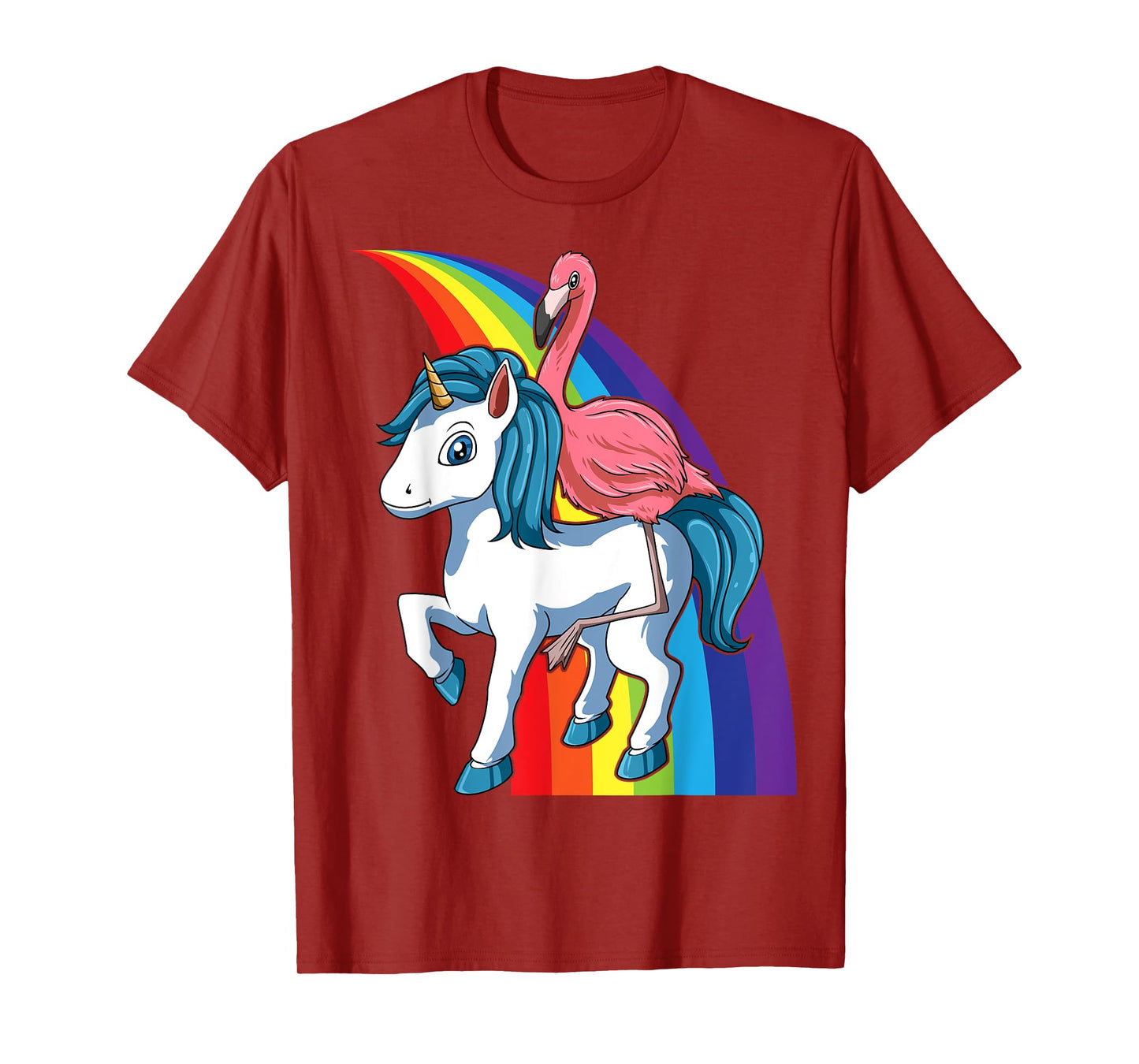 Flamingo Riding Unicorn Rainbow Flamingo Lovers Unicorn T-Shirt