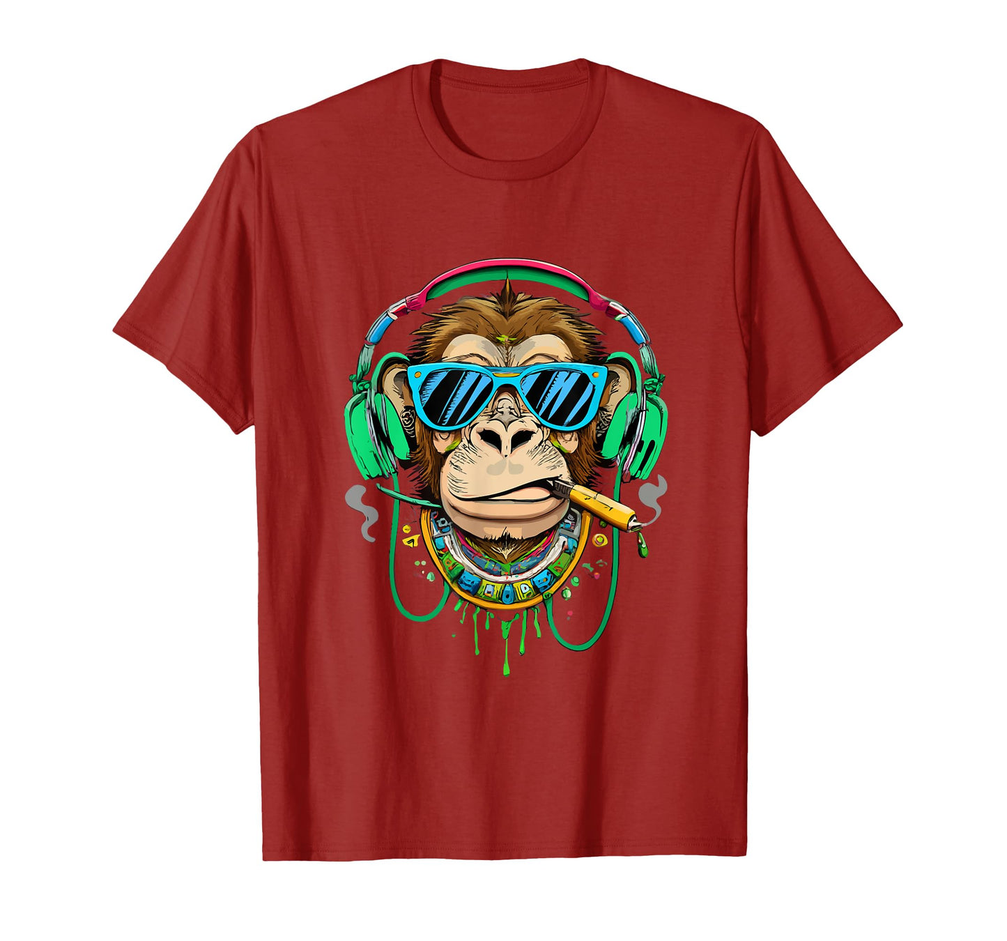 Monkey smoking cannabis, marijuana enjoys songs T-Shirt