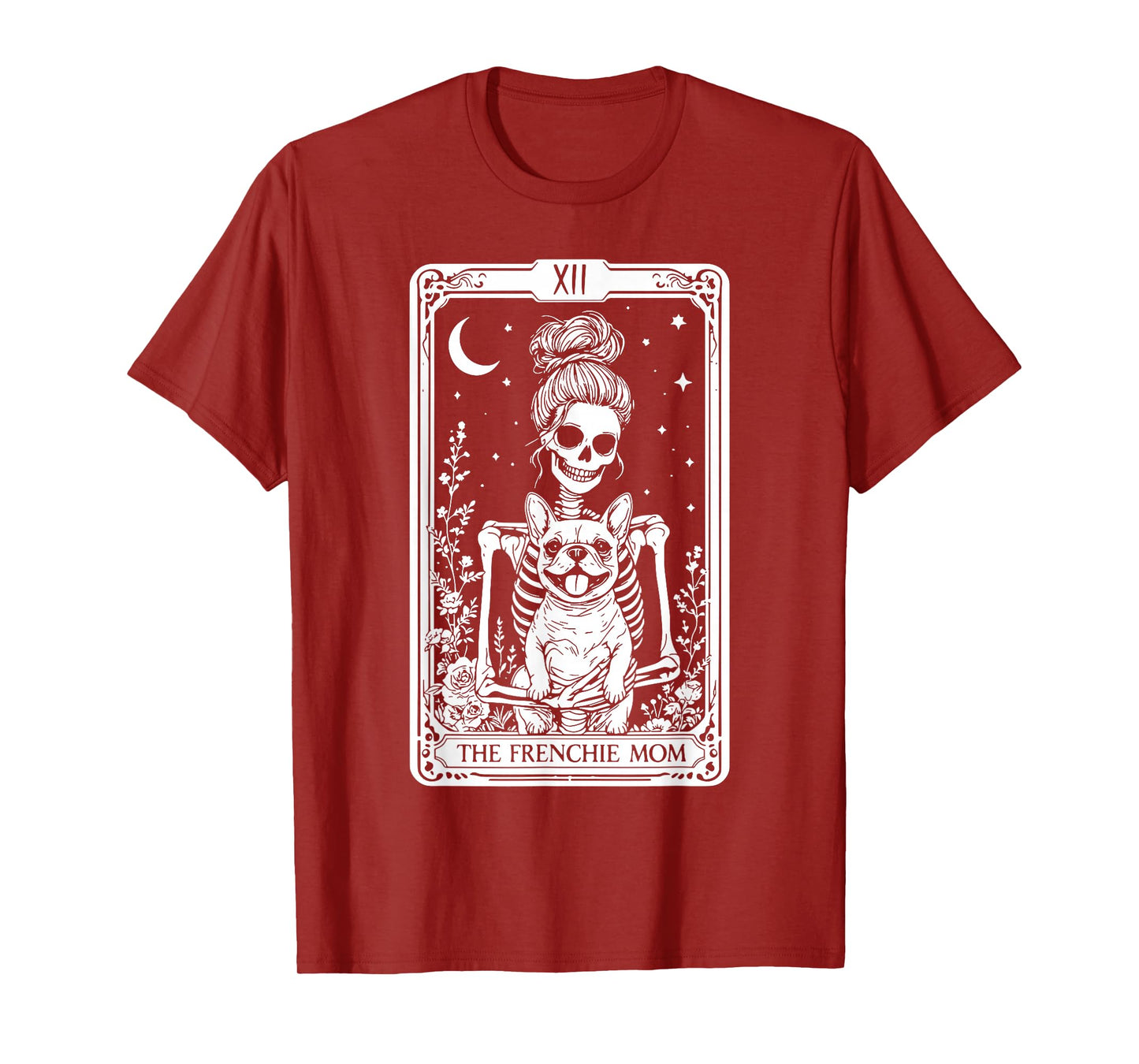 French Bulldog Tarot Card Halloween Spooky Skeleton Dog Mom T-Shirt