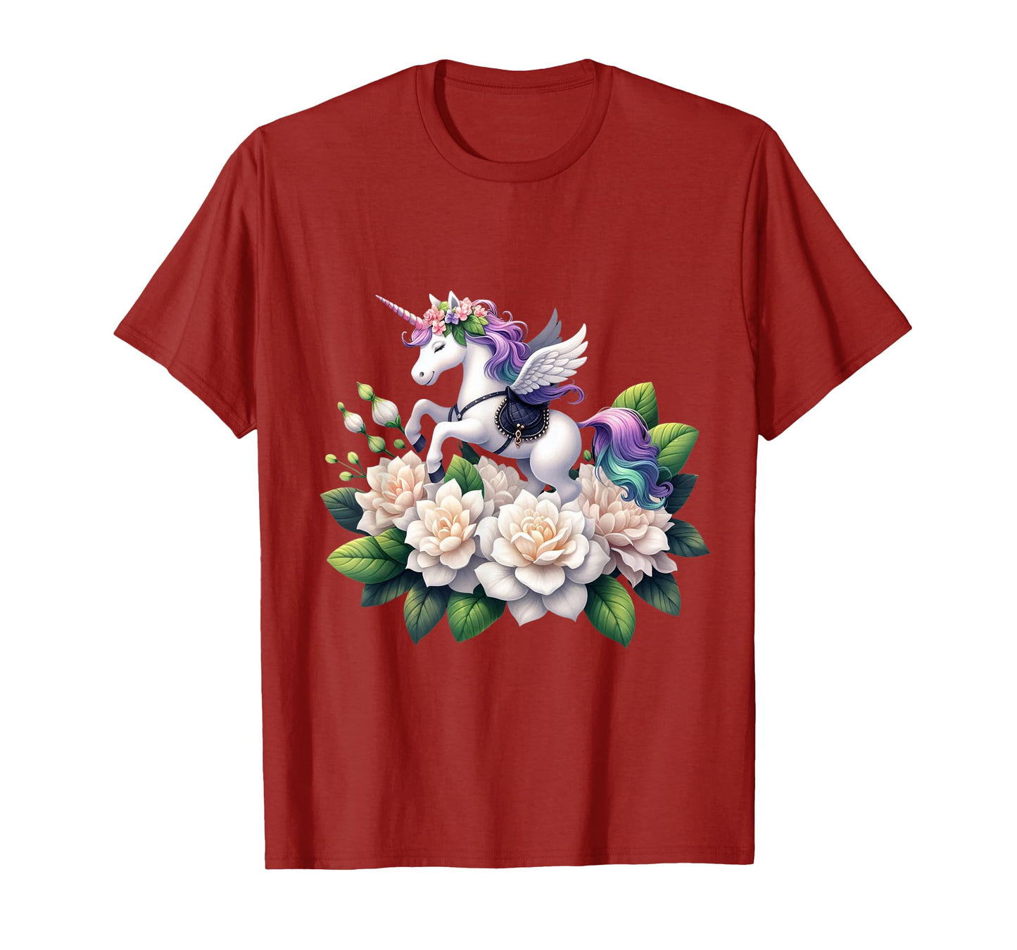 Unicorn Riding Gardenia Boys Girls Men Women Kids Adults T-Shirt