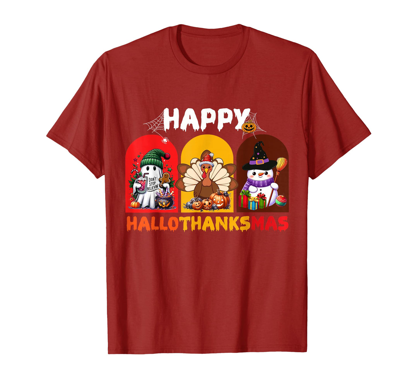 Happy Hallothanksmas Halloween Thanksgiving Xmas Costume T-Shirt