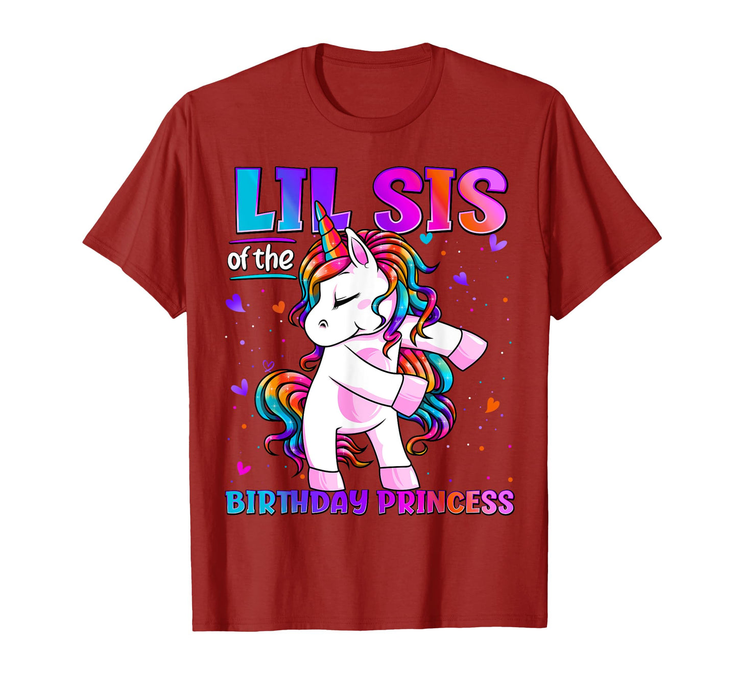 Lil Sis of the Birthday Princess Flossing Unicorn Lil Sister T-Shirt