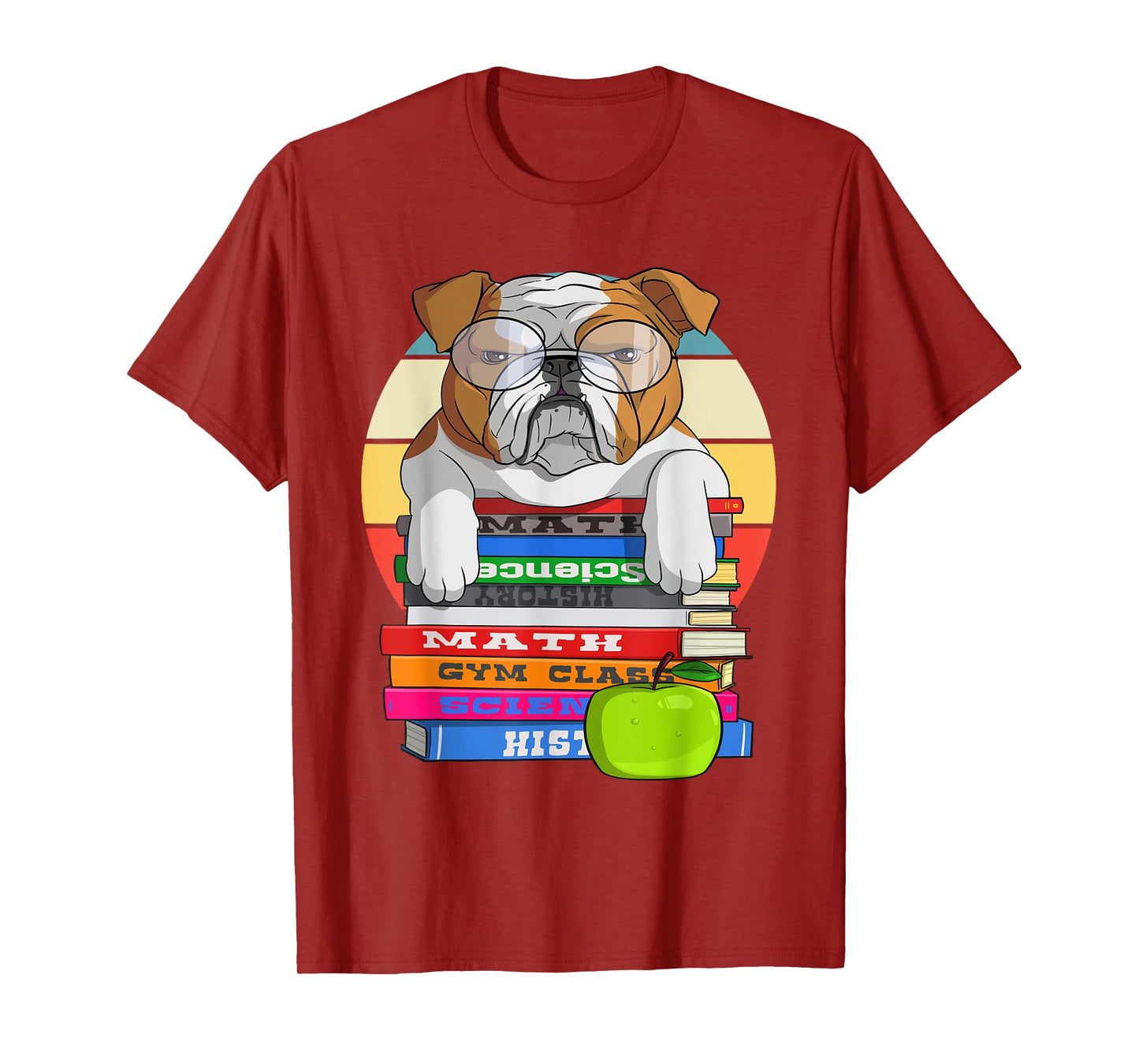 English Bulldog Back To School Book Worm Dog T-Shirt