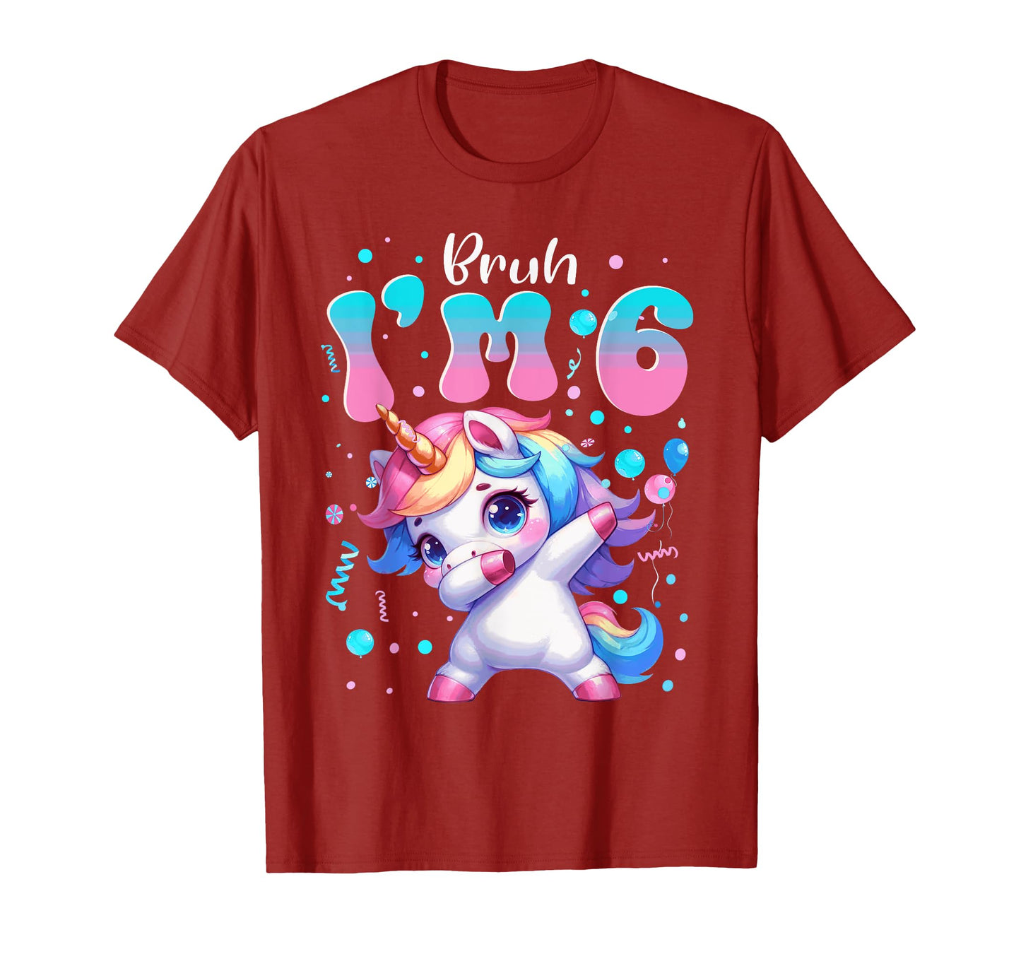 Dabbing Unicorn Bruh I'm 6 Years Old Girls 6th Birthday T-Shirt
