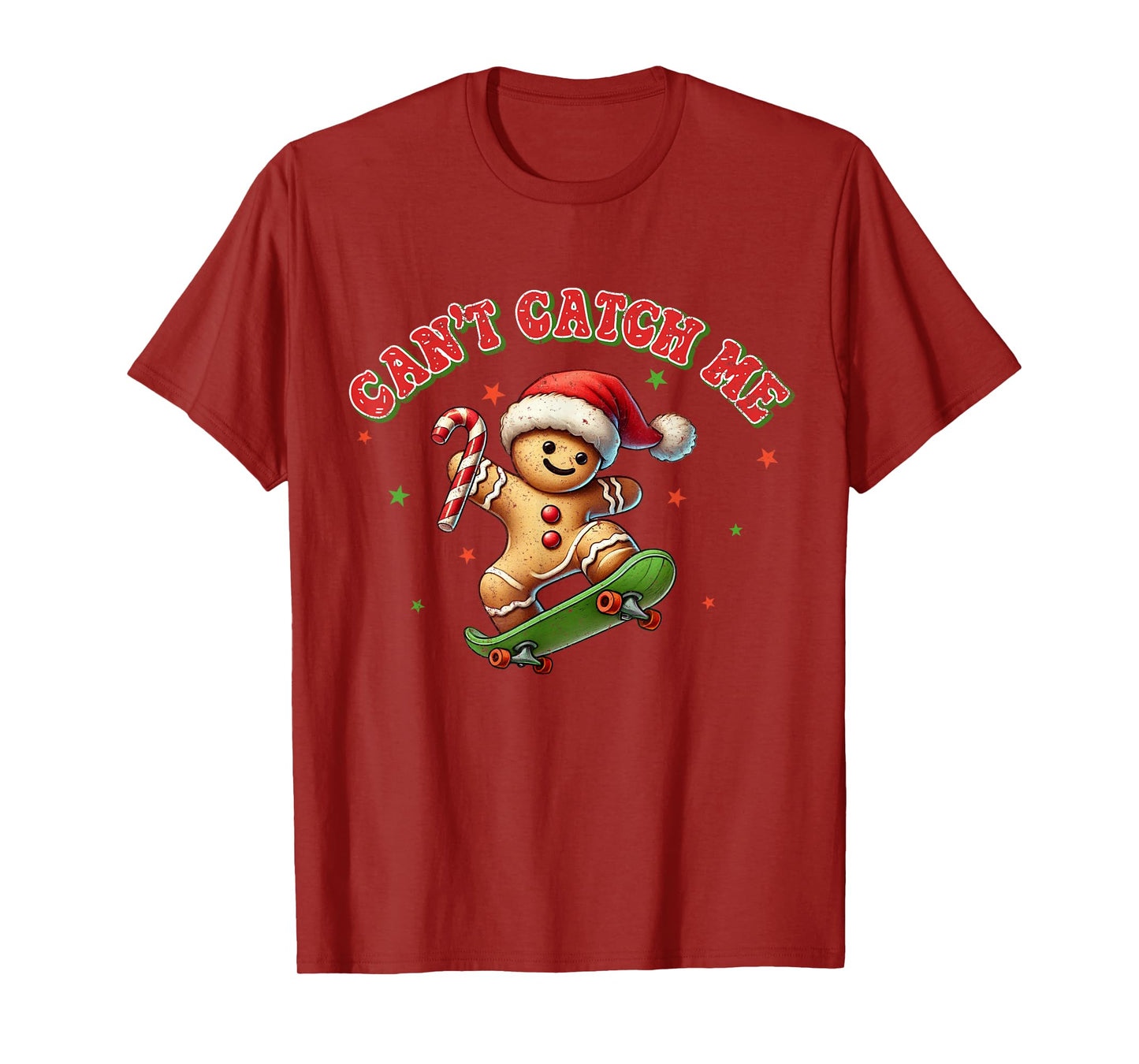 Can't Catch Me Retro Christmas Gingerbread Boy Xmas Kids T-Shirt