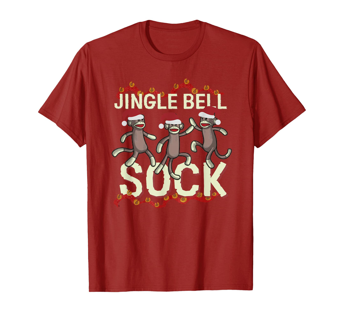 Jingle Bell Sock Funny Sock Monkey Christmas T-Shirt