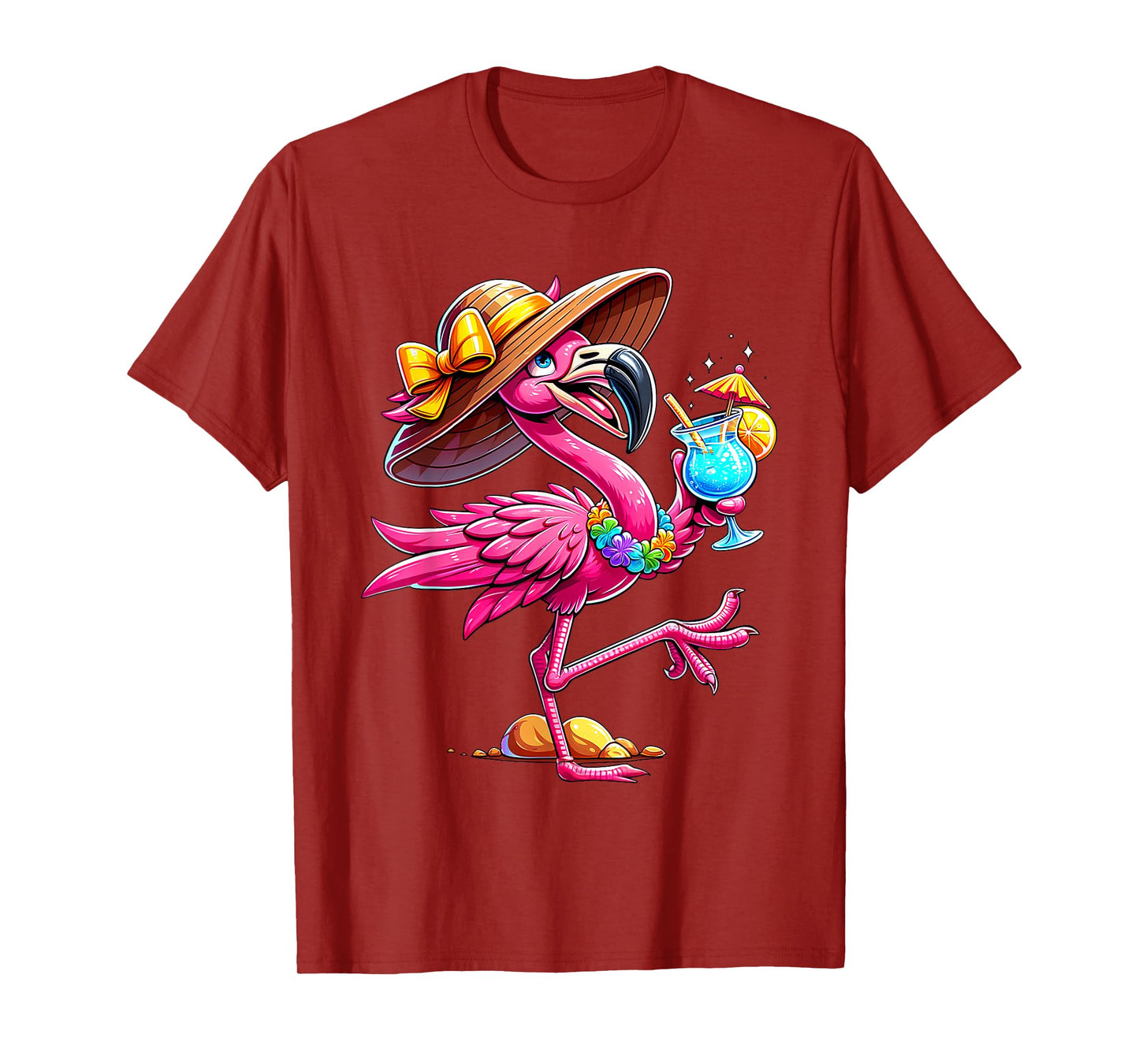 Funny Flamingo Hawaiian Summer Tropical Luau Women Girls Kid T-Shirt