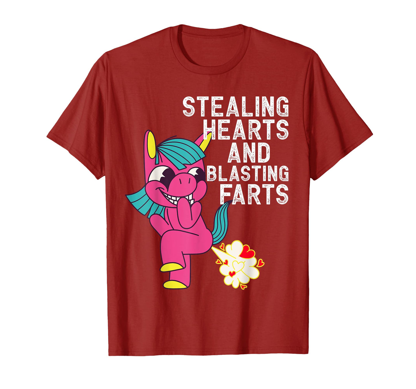Stealing Hearts and Blasting Farts Funny Unicorn T-Shirt