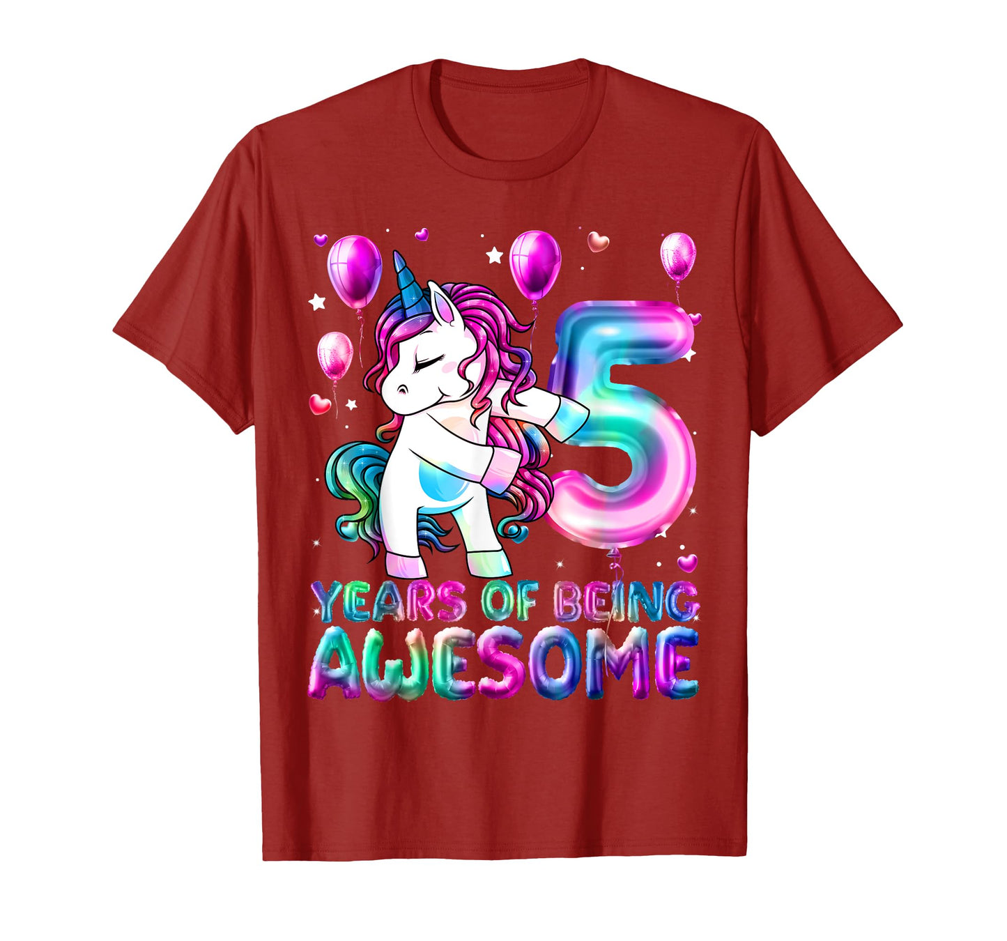 5 Years Of Being Awesome 5th Birthday Girl Unicorn Party T-Shirt