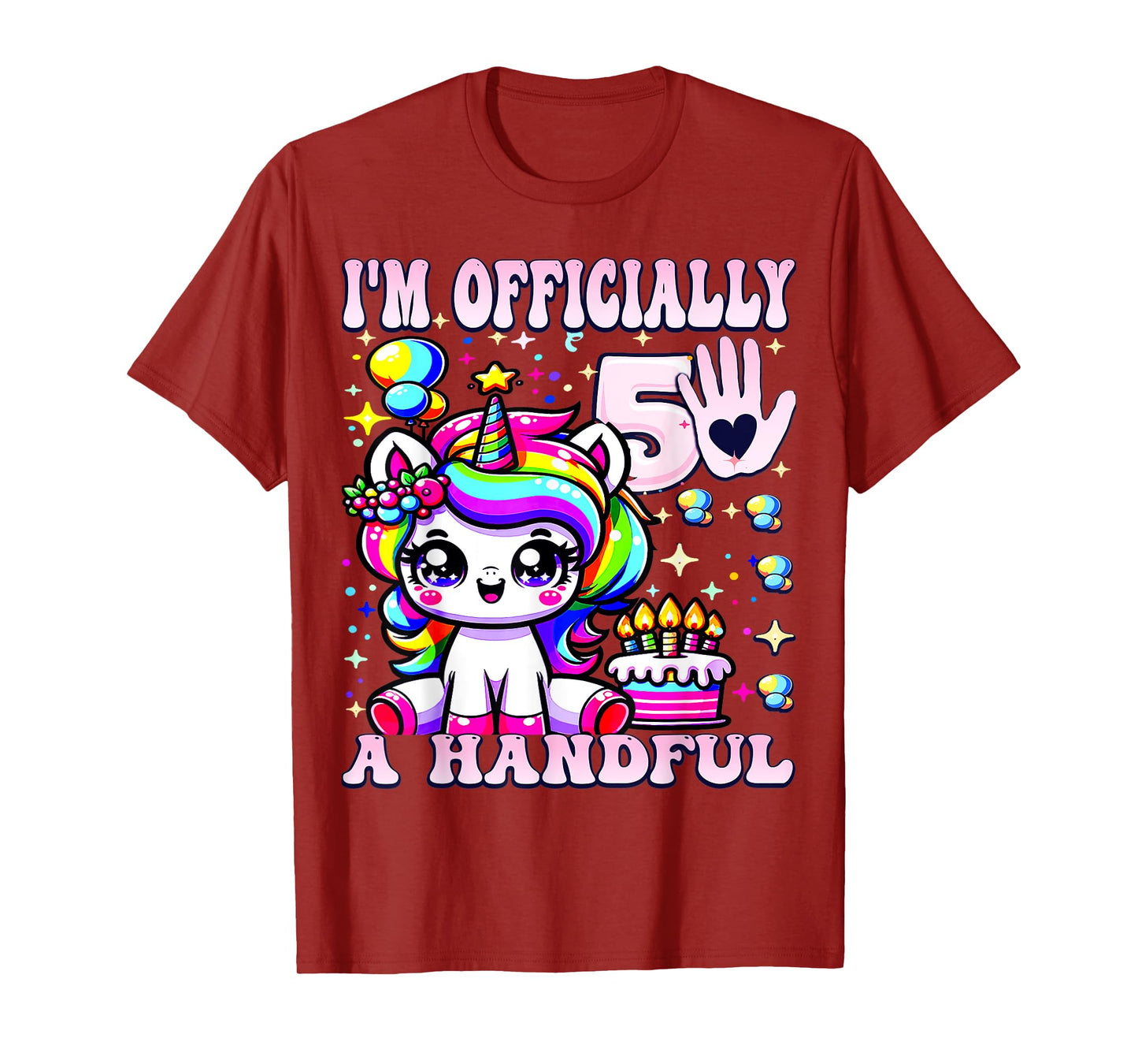 I'm Officially a Handful Birthday 5th Unicorn for girls T-Shirt