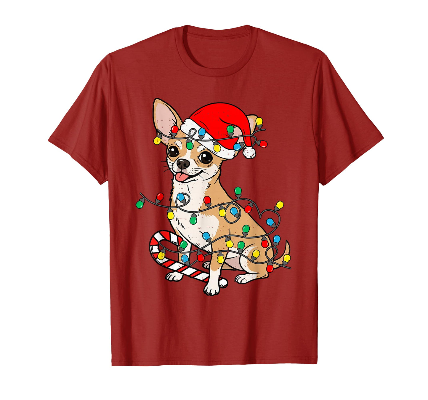 Chihuahua Dog Christmas Lights Santa Xmas Pet Dog Lover T-Shirt