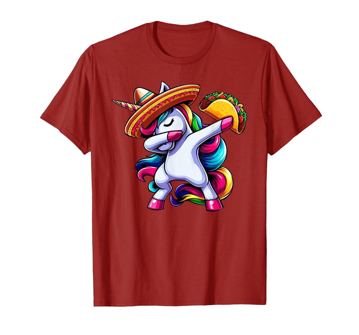 Cinco De Mayo Funny Dabbing Unicorn Sombrero Mexican Kids T-Shirt