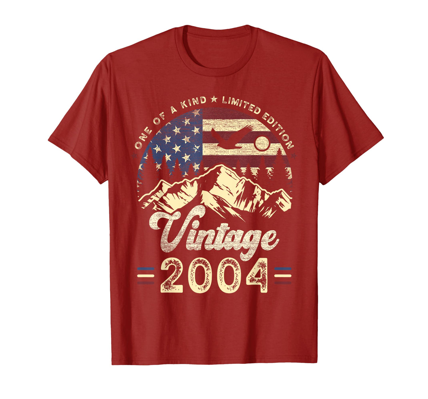 Vintage 2004 American Flag Patriotic Eagle 21st Birthday T-Shirt