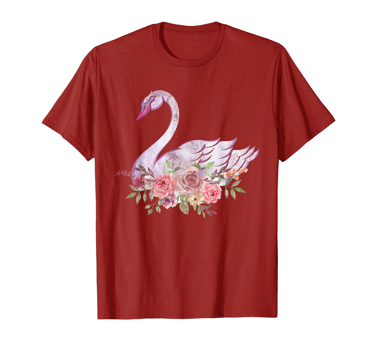Women Girls Gift Pretty Animal Flower Crown Swan T-Shirt