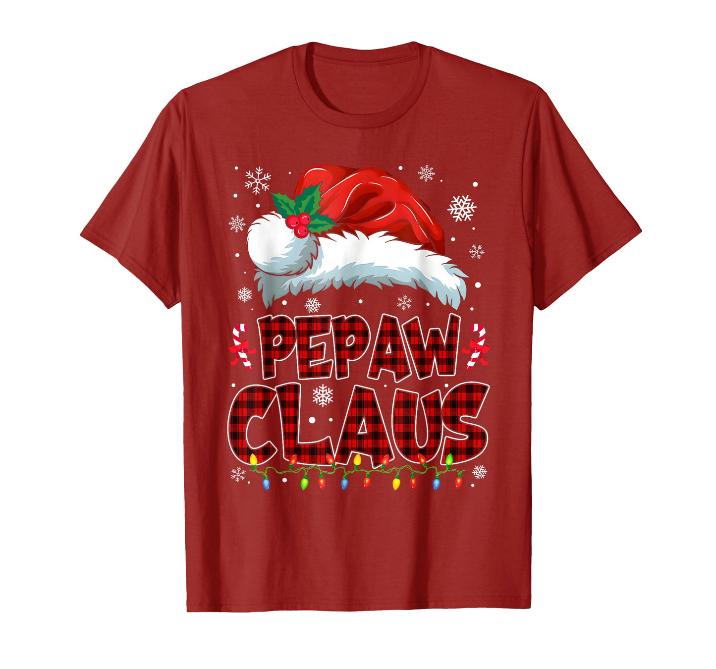 Pepaw Claus Christmas Lights Pajama Family Group Matching T-Shirt