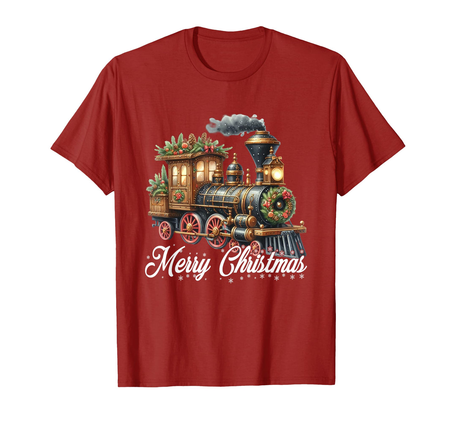 Merry Christmas Steam Train Locomotive Family Pajamas T-Shirt
