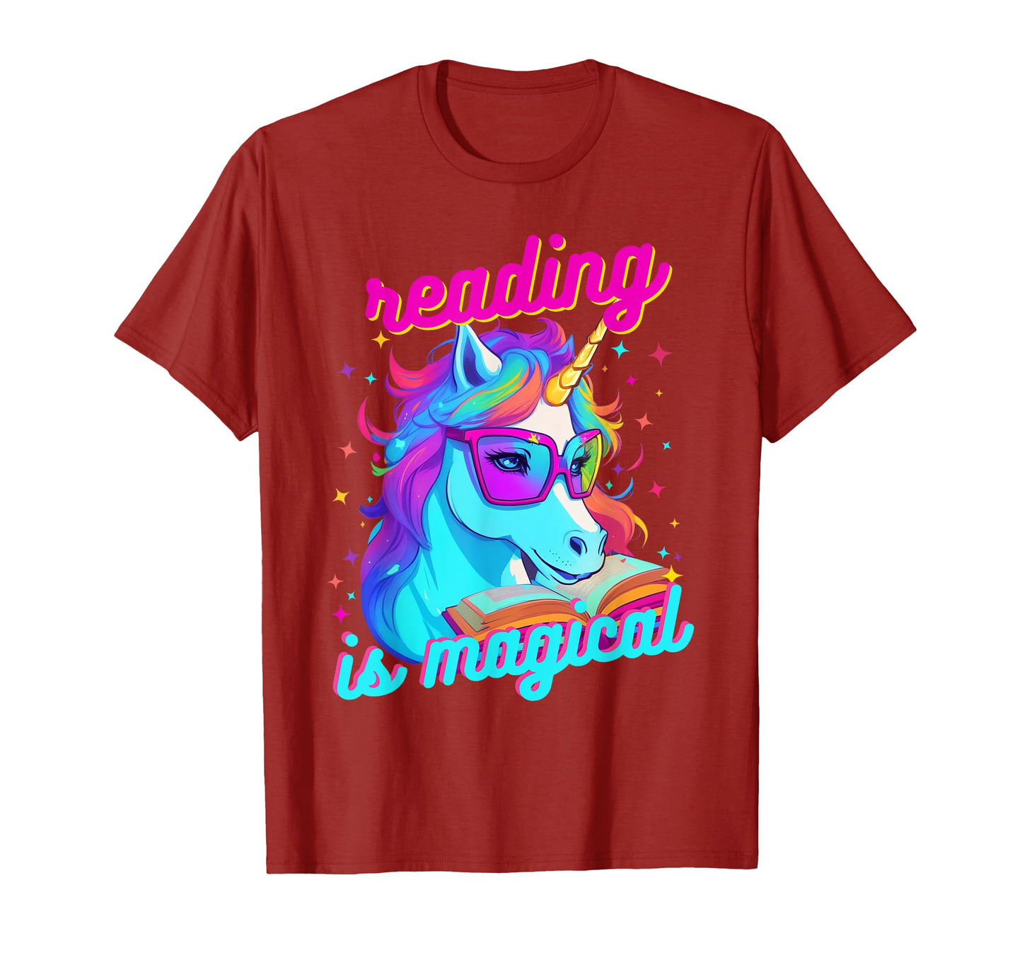 Psychedelic Cool Nerd Unicorn Reading is Magical Book Lover T-Shirt