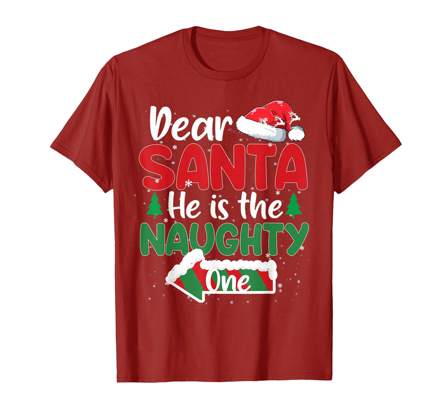 Dear Santa He Is The Naughty One Matching Couples Christmas T-Shirt