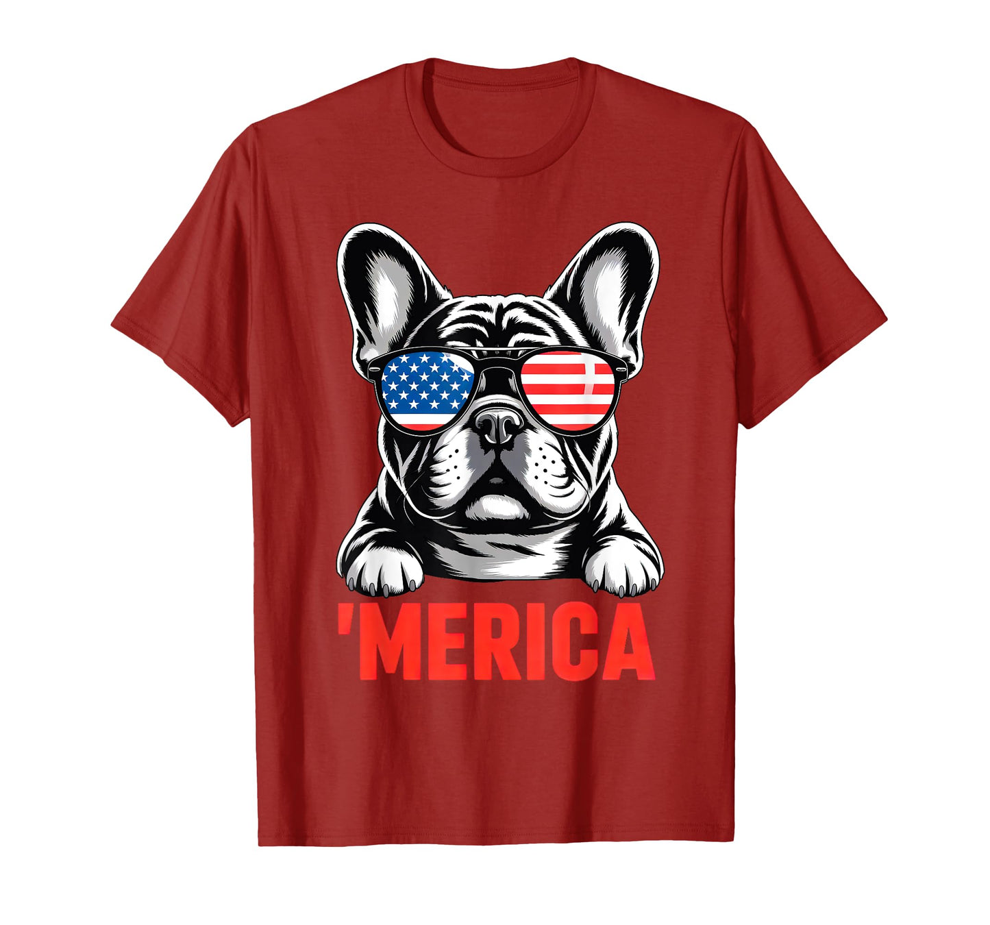 Merica French Bulldog American Flag 4th of July Frenchie Men Women Girls Kids T-Shirt