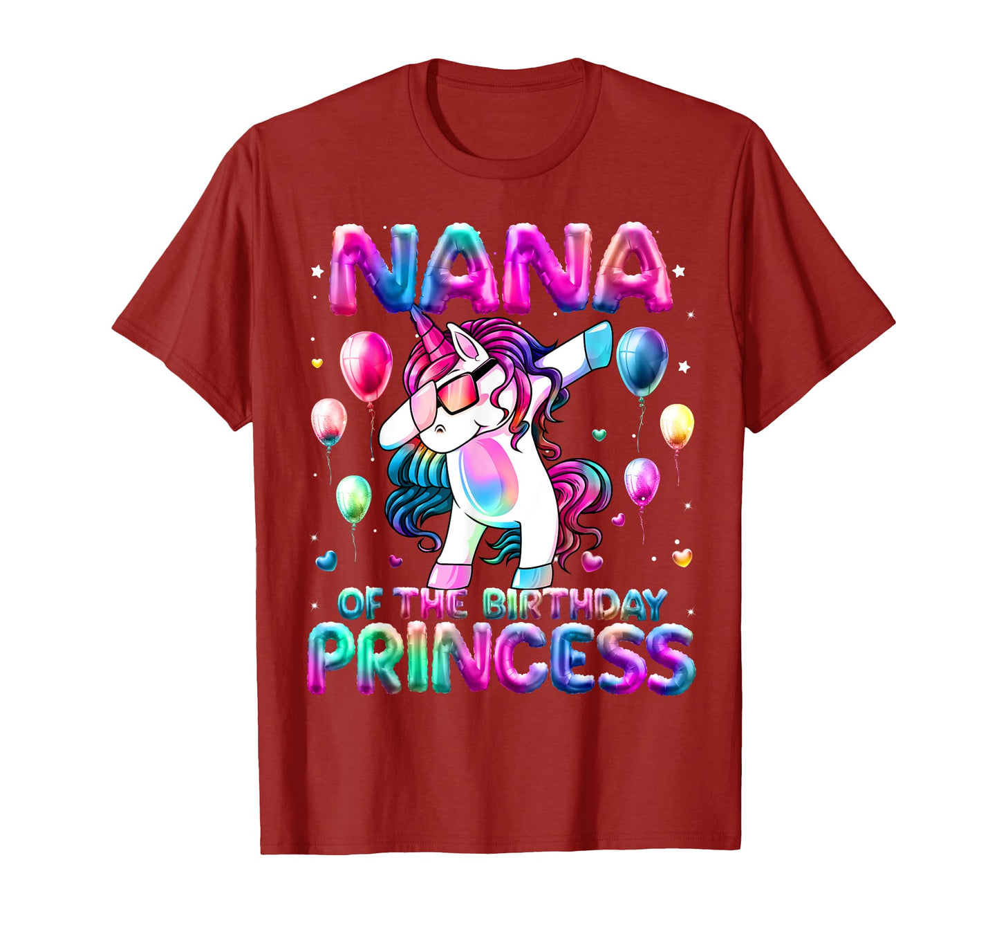 Grandma of the Birthday Princess Girl Dabbing Unicorn Nana T-Shirt