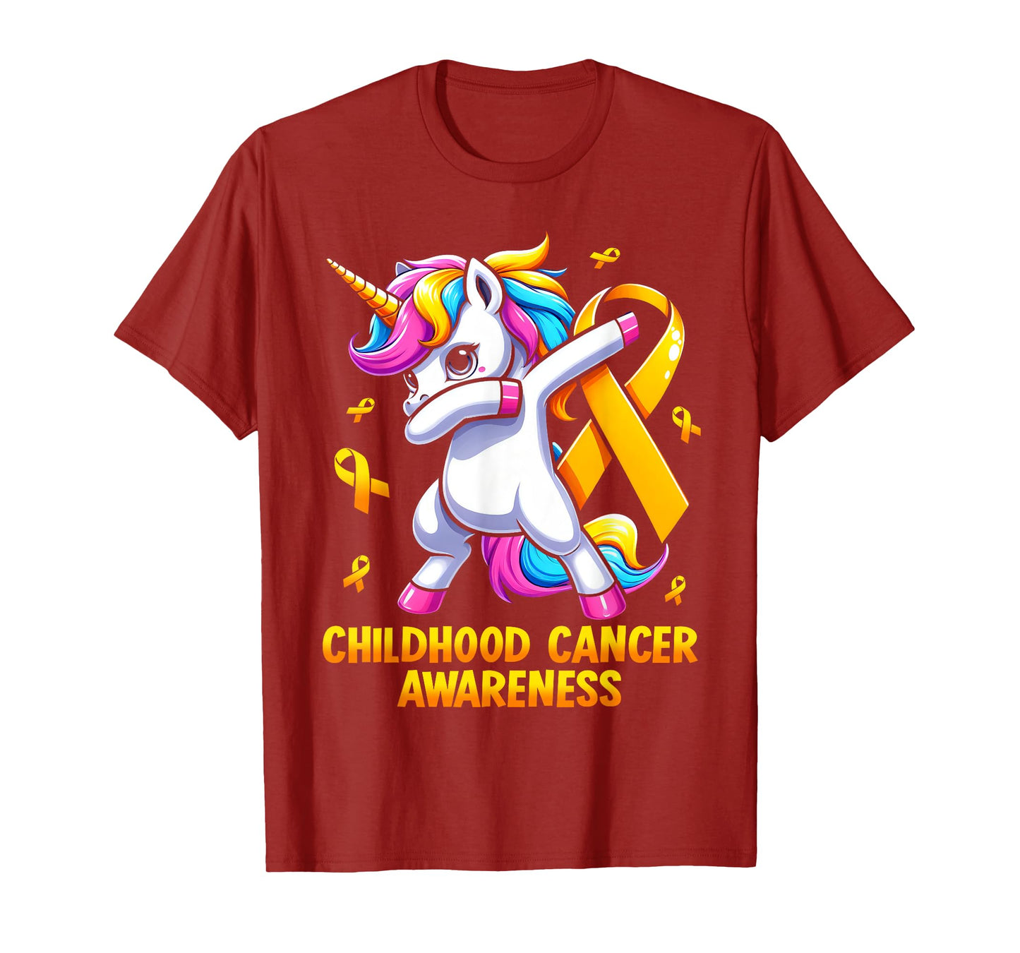 Unicorn Gold Ribbon Girls Childhood Cancer Awareness T-Shirt