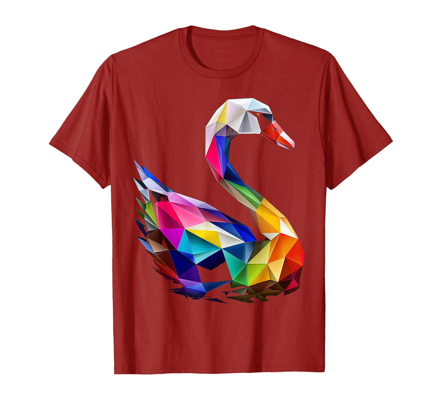 Swan Colorful Bird Art Animal Polygon Graphic Swan T-Shirt