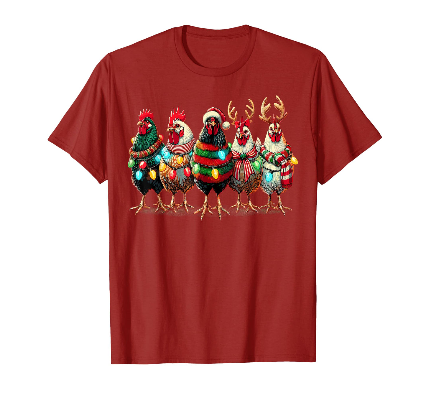 Chicken Lover Christmas Lights Farm Animal Cute Xmas T-Shirt